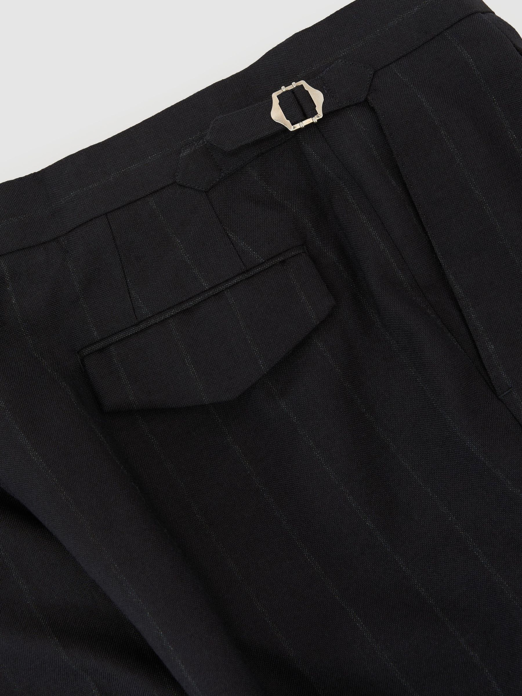 Classic Fit Wool Pinstripe Suit Trousers in Navy - Image 7 of 7