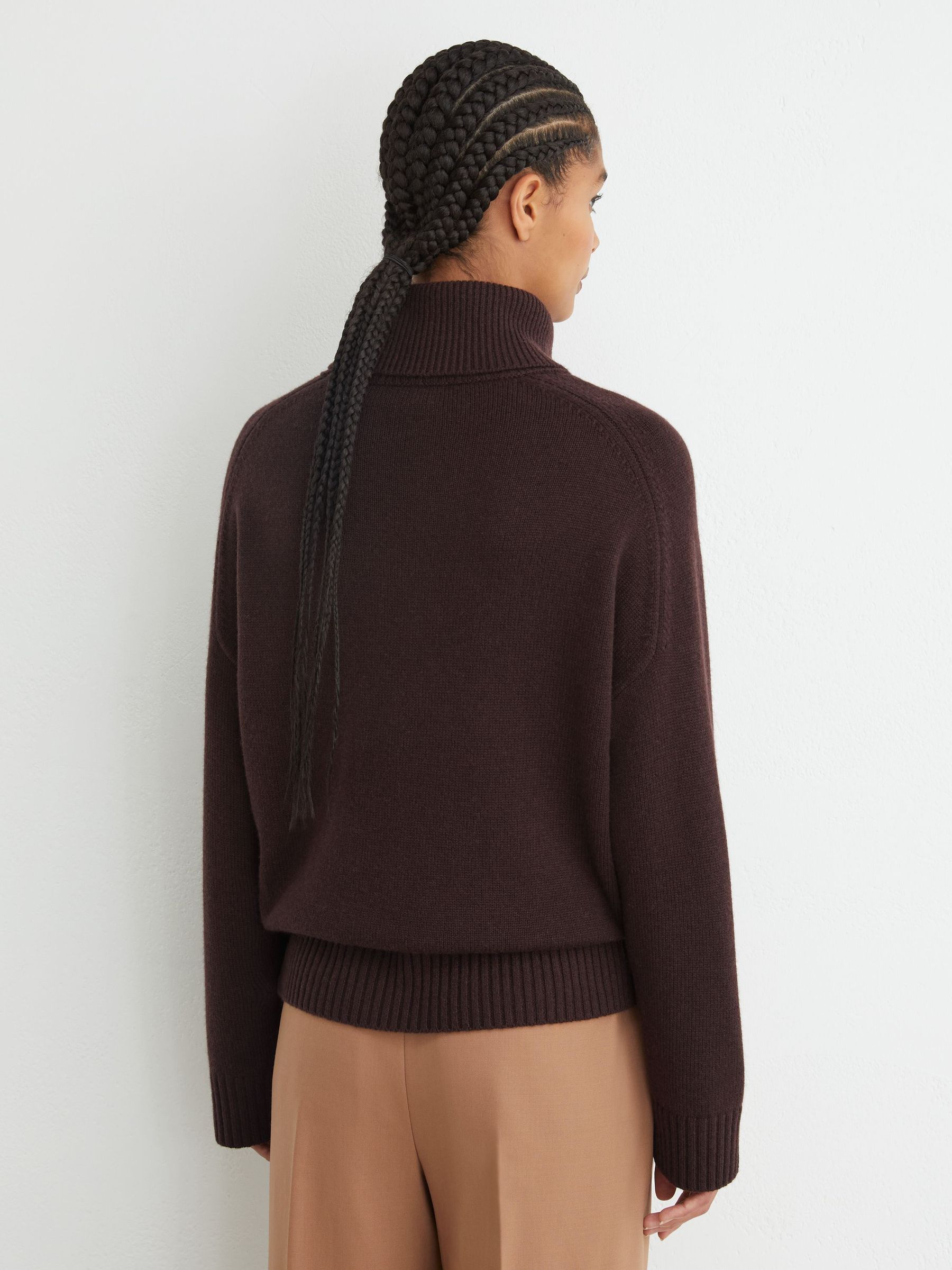 Wool-Cashmere Roll-Neck Jumper in Plum Purple - Image 5 of 6