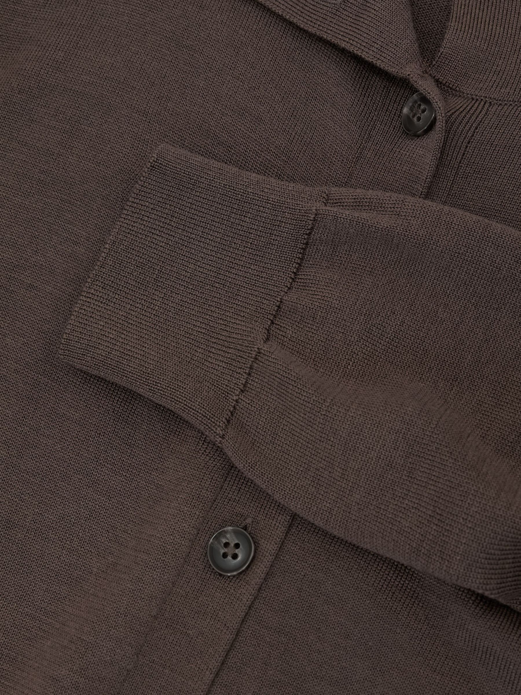 Merino Wool Collared Cardigan in Taupe Neutral - Image 7 of 7