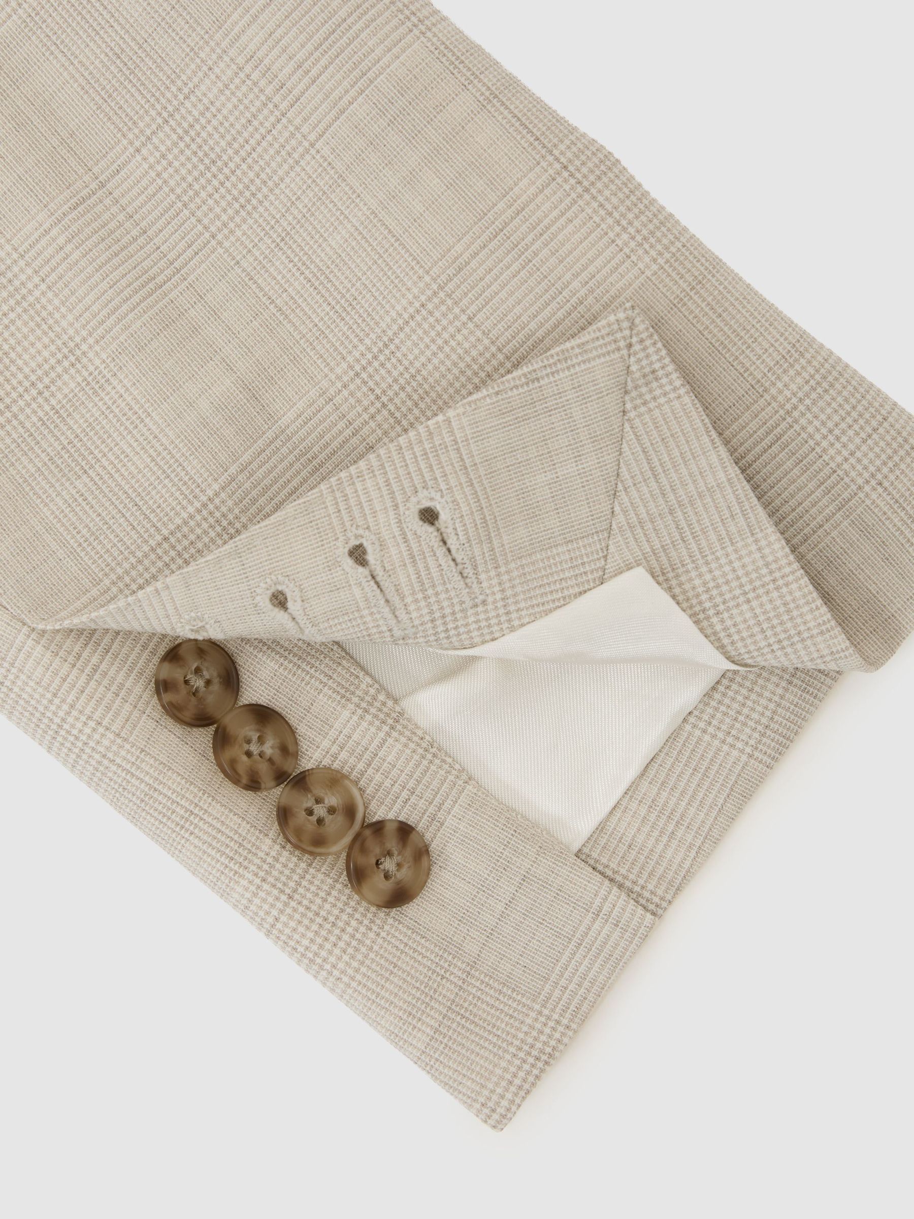 Wool Pin-Check Single-Breasted Suit Blazer Classic-Fit in Oatmeal - Image 9 of 9