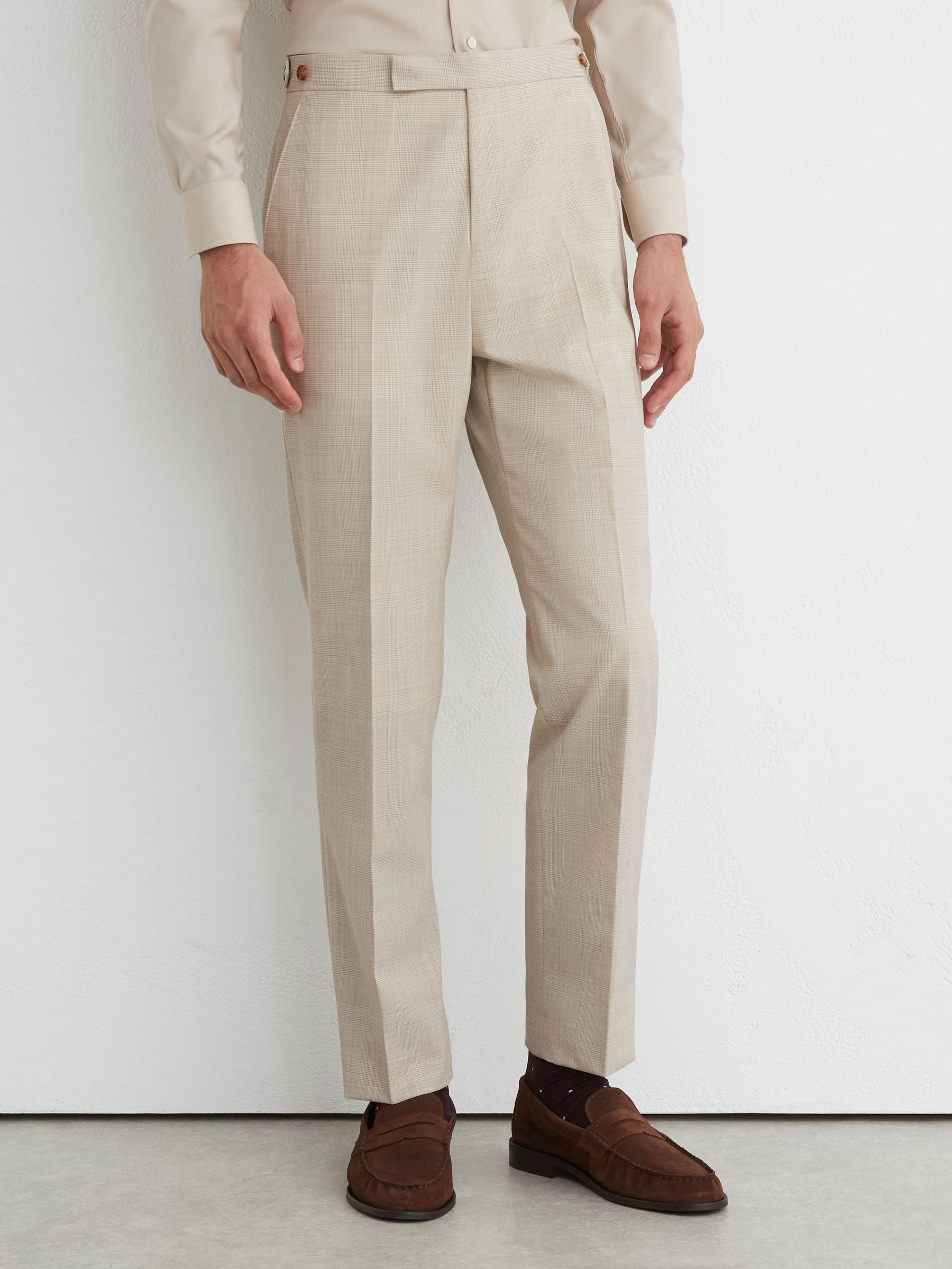 Wool Pin-Check Classic-Fit Suit Trousers in Oatmeal - Image 3 of 6