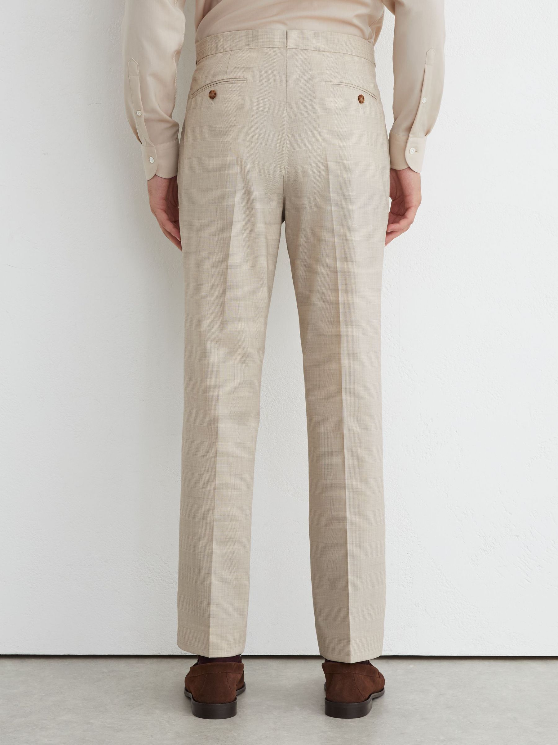 Wool Pin-Check Classic-Fit Suit Trousers in Oatmeal - Image 5 of 6