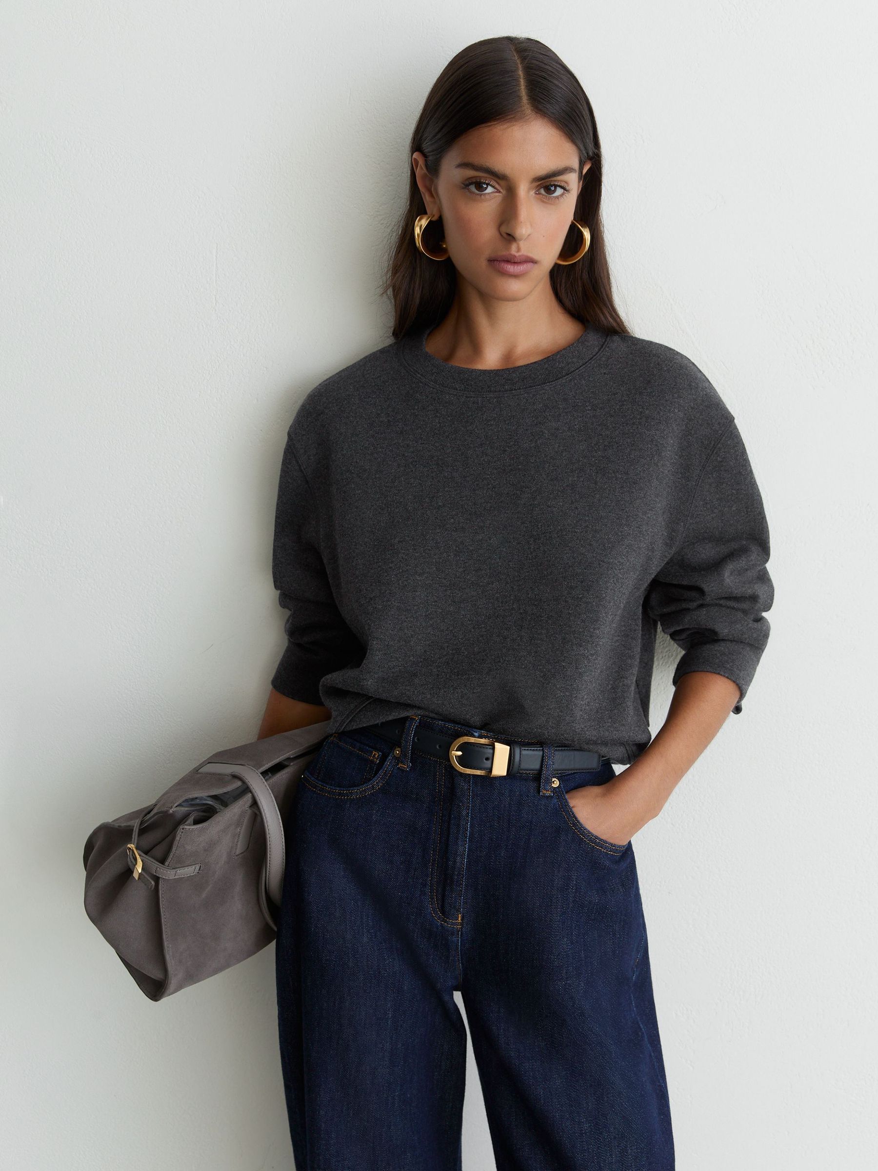 Sweat Tops in Charcoal Grey Marl - Image 6 of 7