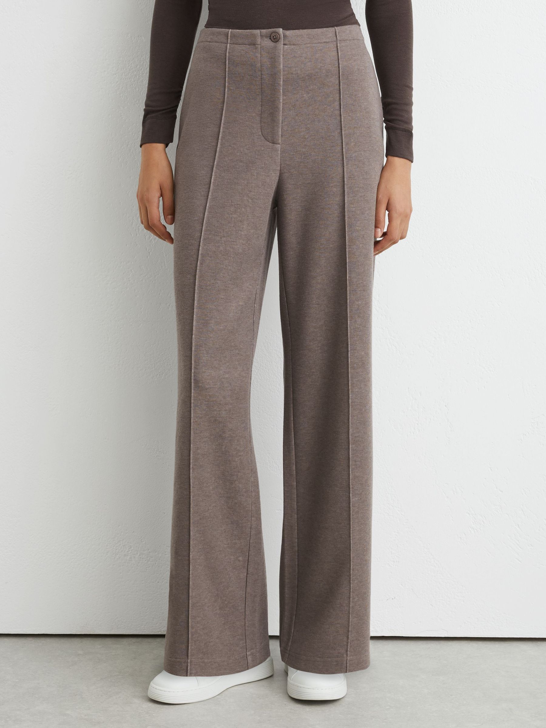 Petite Lyocell-Wool Wide-Leg Joggers in Fawn Brown - Image 3 of 8