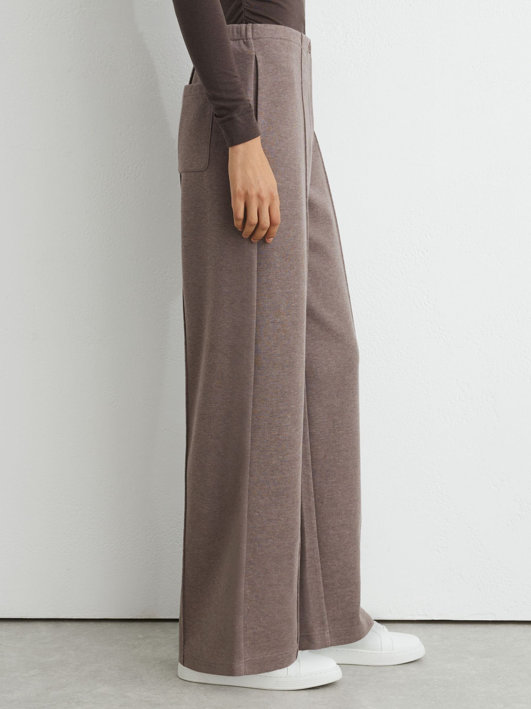 Petite Lyocell-Wool Wide-Leg Joggers in Fawn Brown - Image 4 of 8