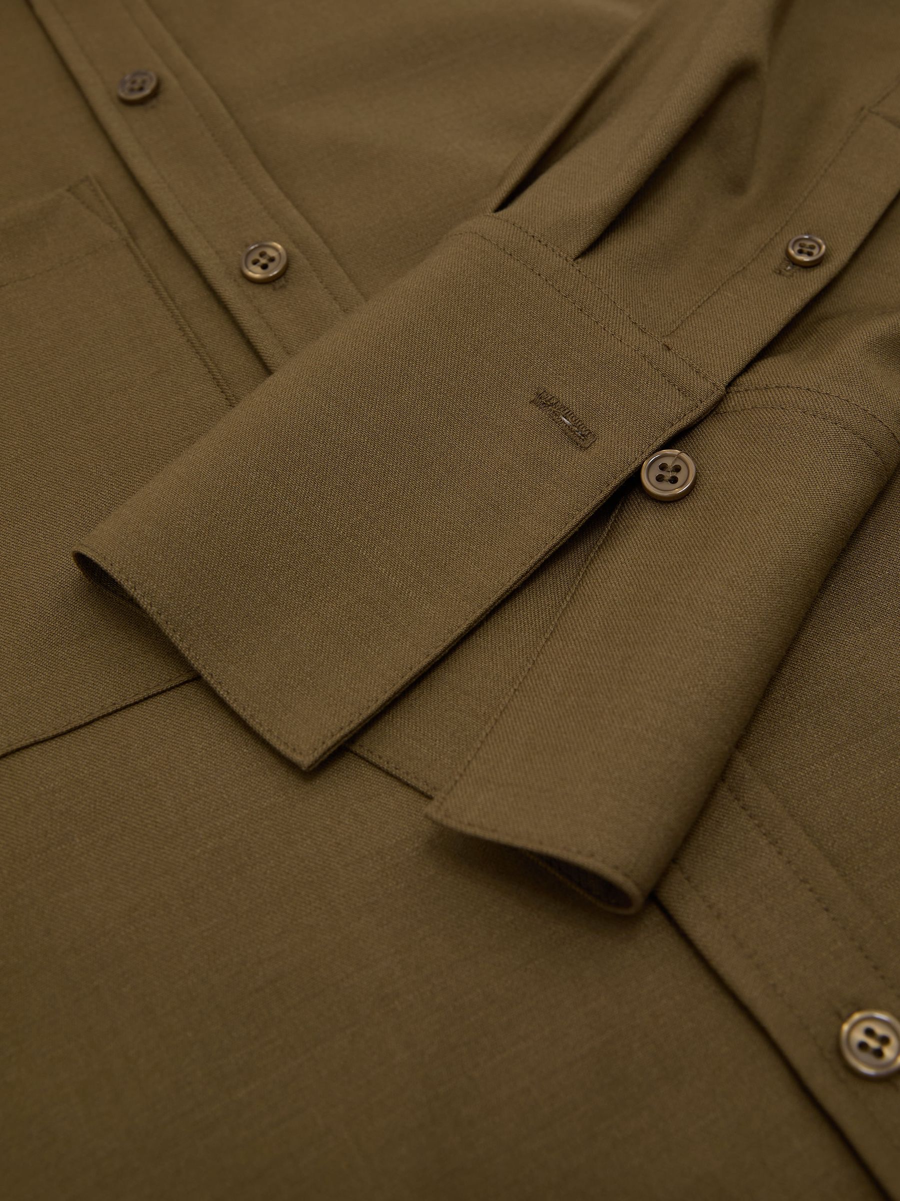 Wool-Blend Long-Sleeve Shirt in Khaki Green - Image 10 of 10
