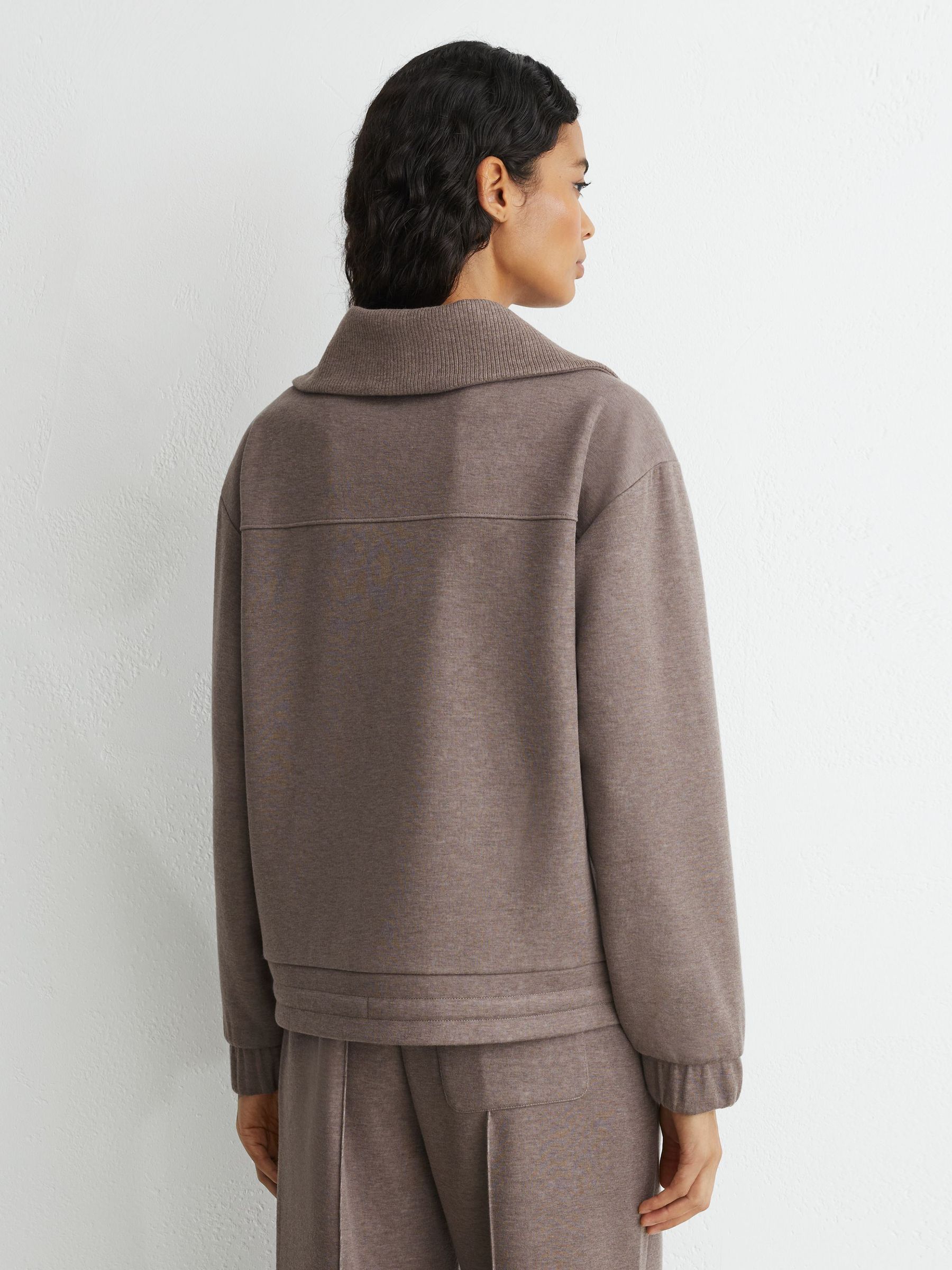 Lyocell-Wool Half-Zip Sweatshirt in Fawn Brown - Image 5 of 6