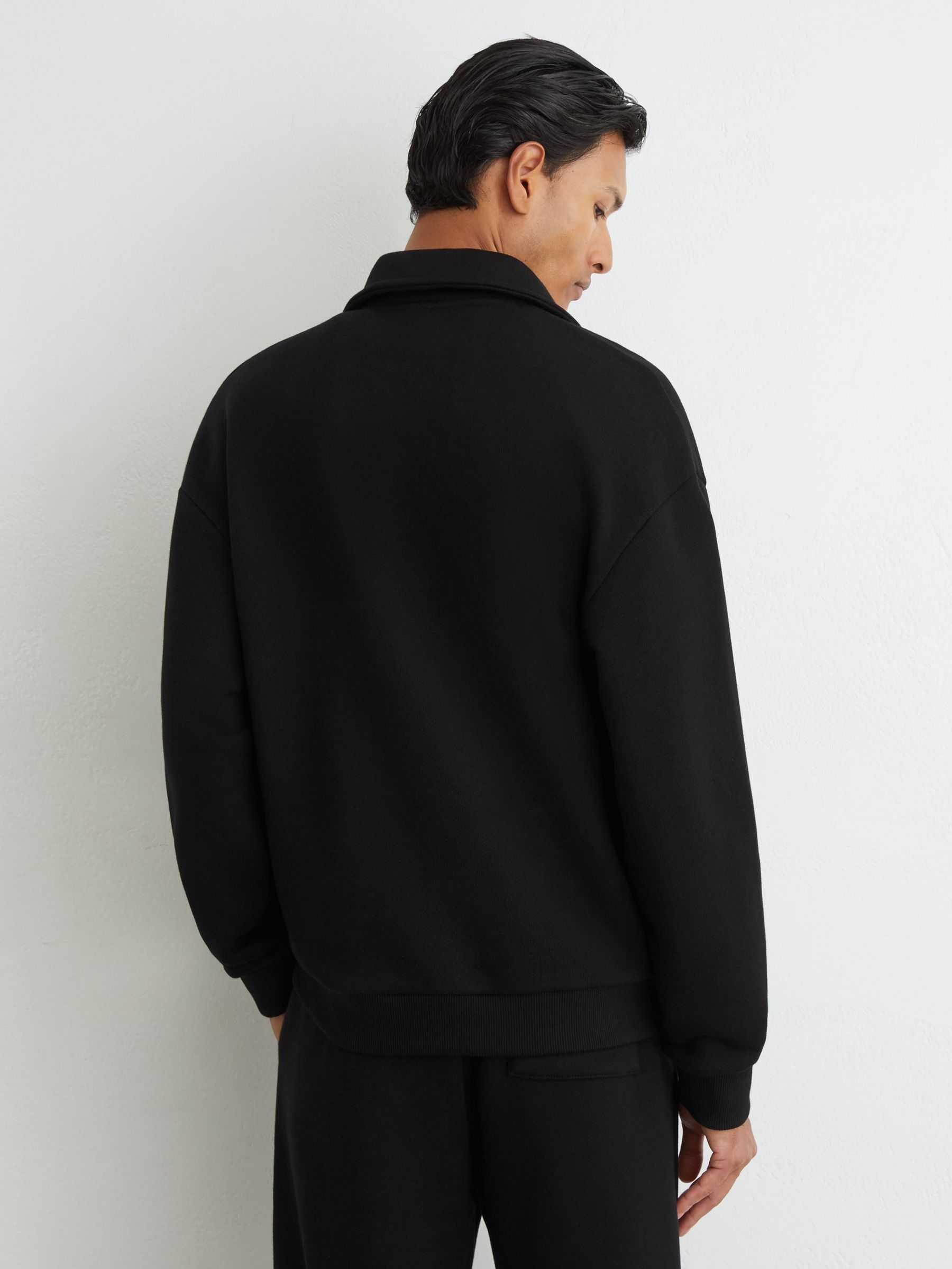 Cotton Heavyweight Half-Zip Sweatshirt in Black - Image 4 of 7