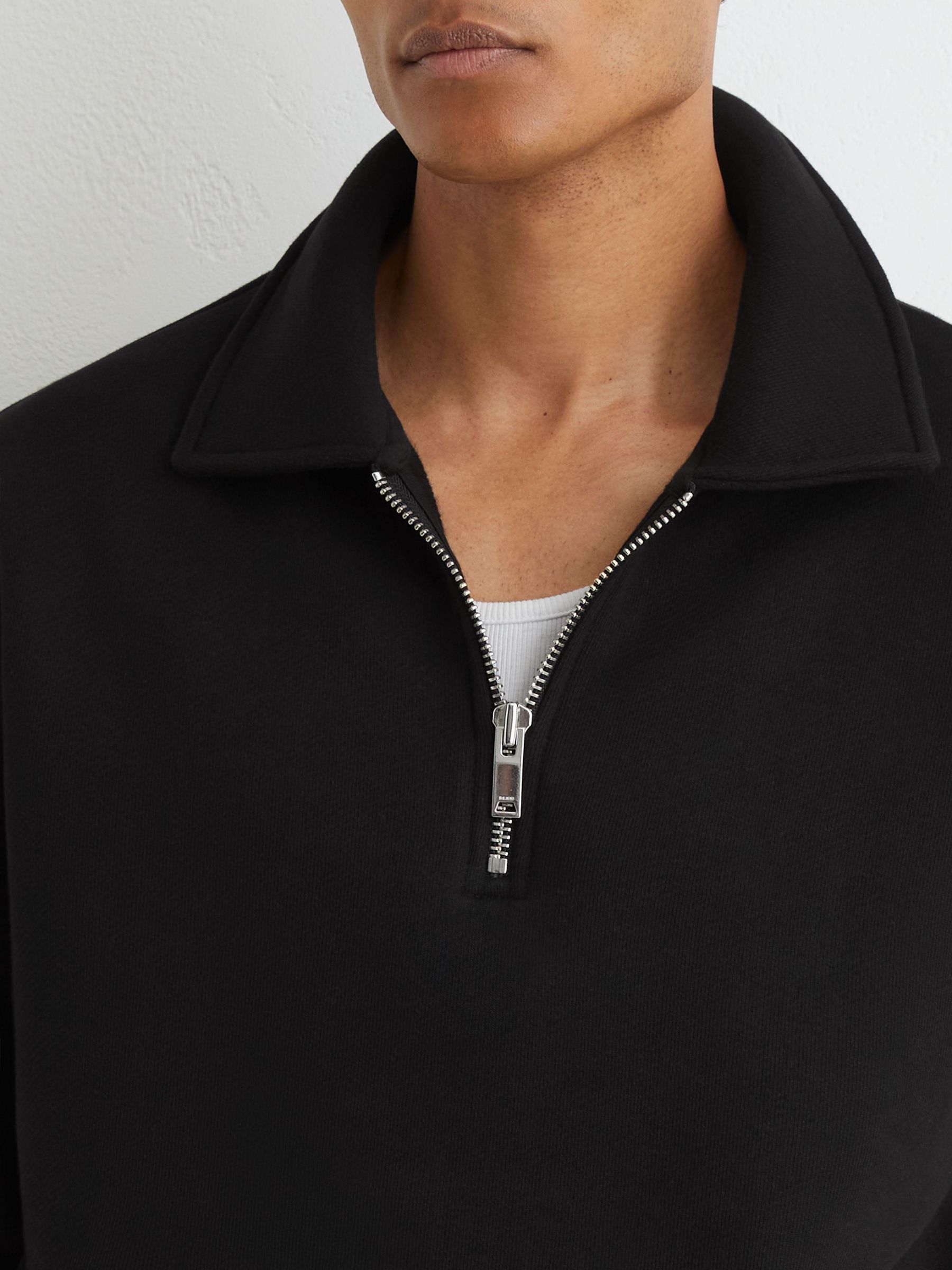 Cotton Heavyweight Half-Zip Sweatshirt in Black - Image 5 of 7
