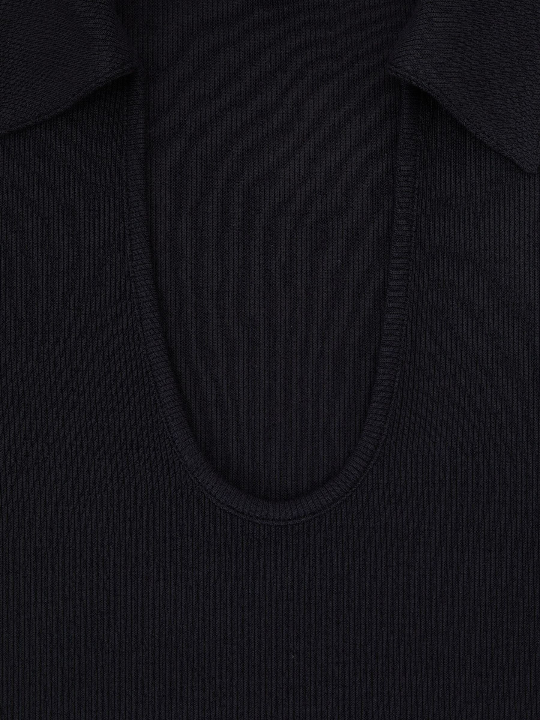 Scoop-Neck Jersey Polo Top in Navy - Image 6 of 6