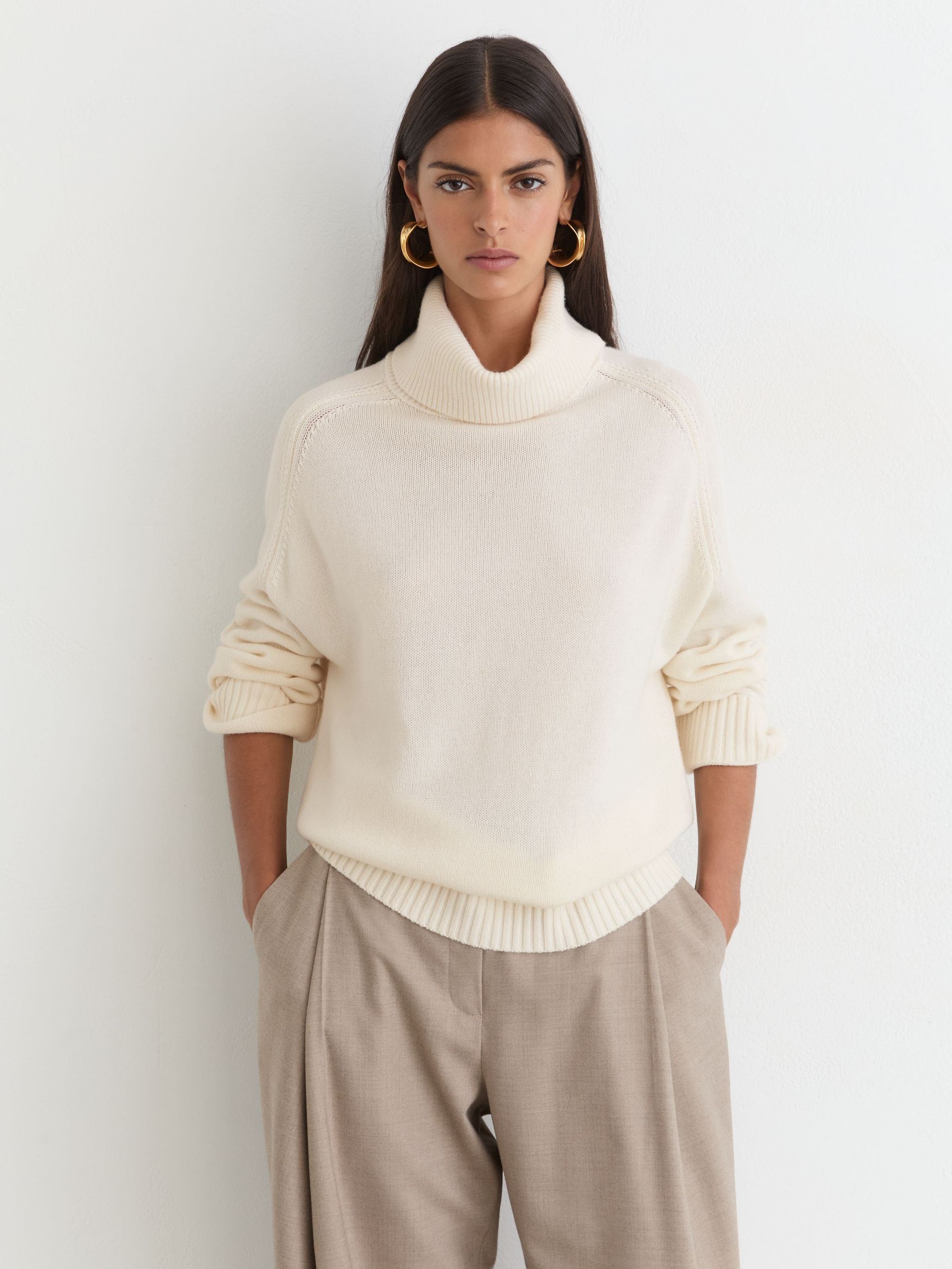 Wool-Cashmere Roll-Neck Jumper in Ivory - Image 4 of 7