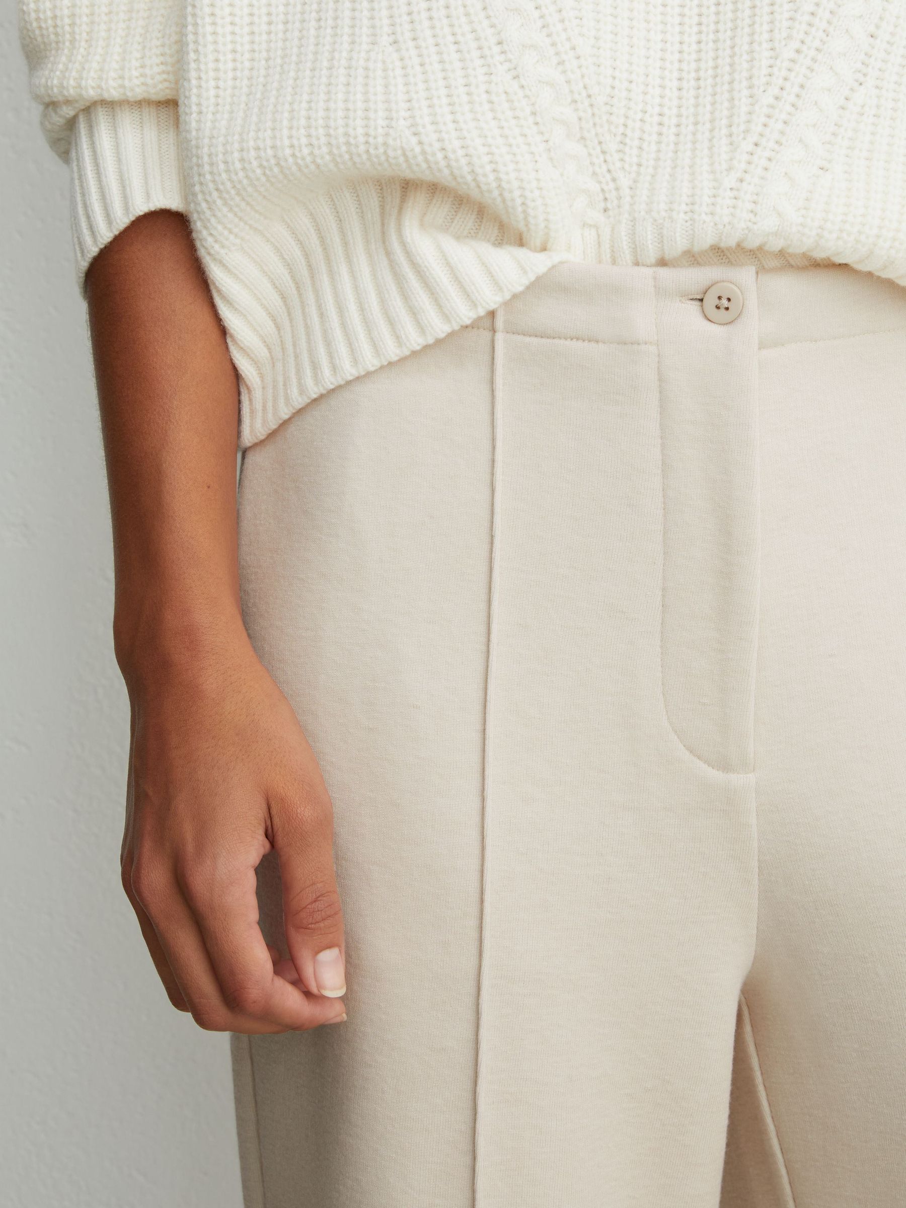 Pantalon de survêtement ample en laine lyocell couleur ivoire - Image 4 de 6
