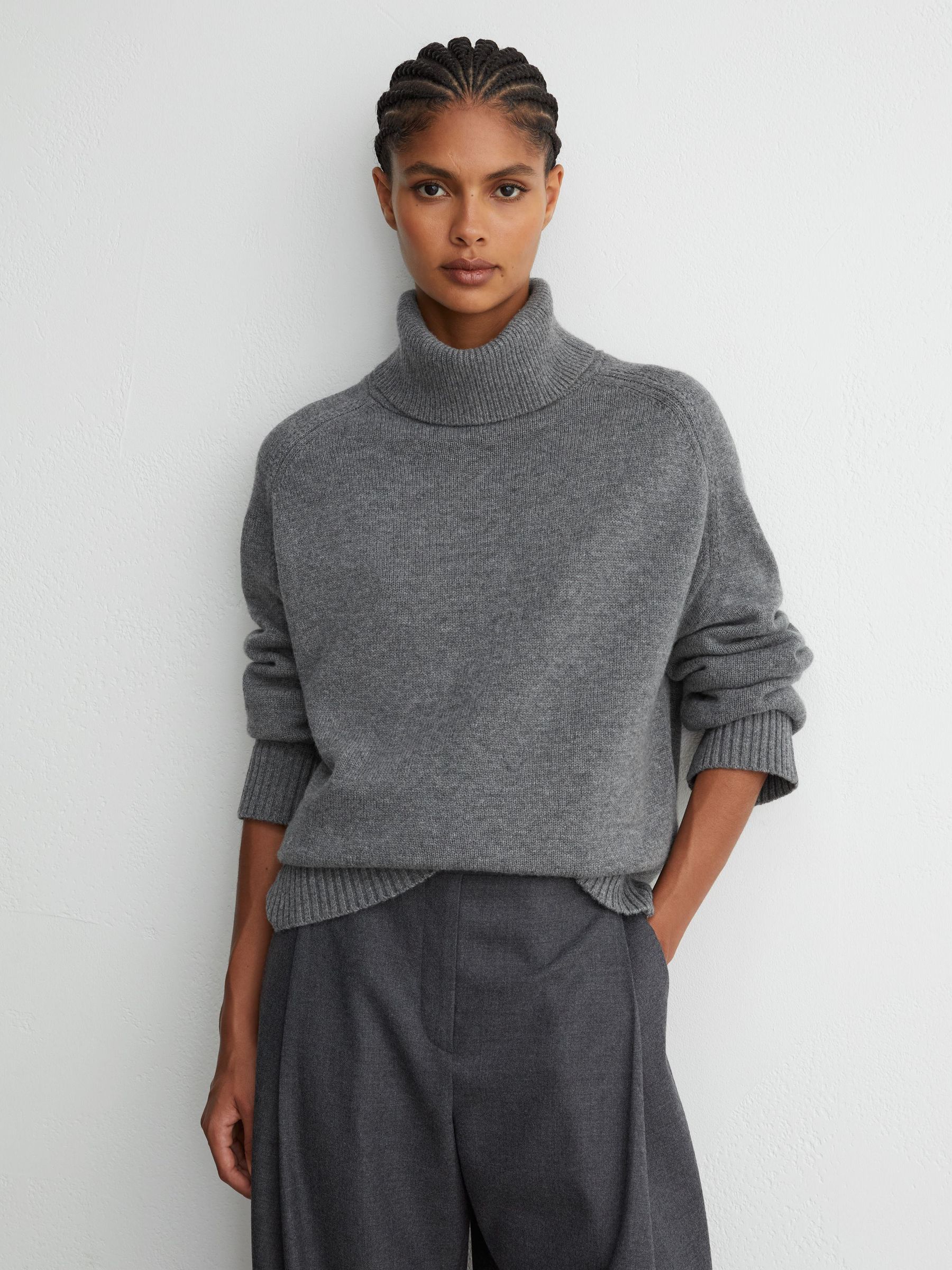 Wool-Cashmere Roll-Neck Jumper in Grey - Image 3 of 7
