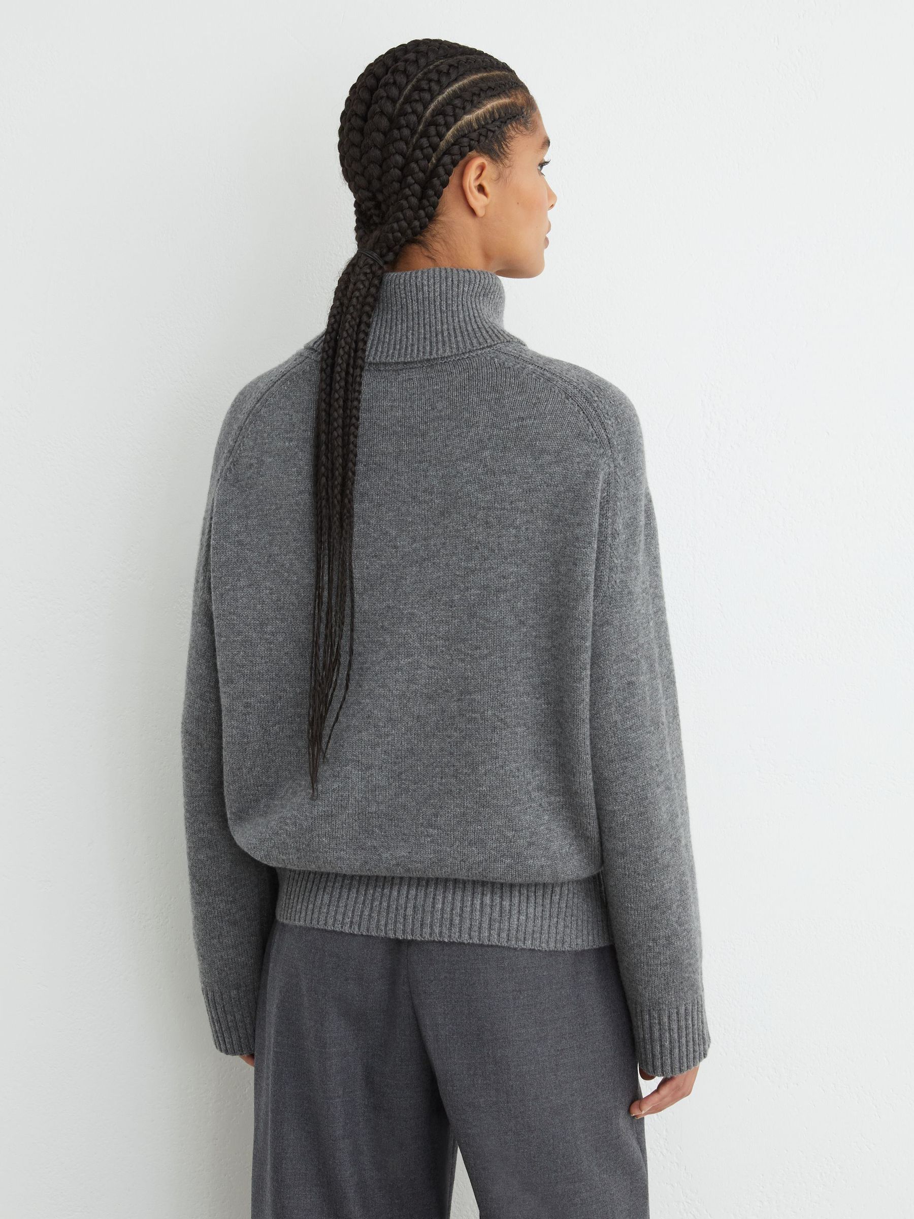 Wool-Cashmere Roll-Neck Jumper in Grey - Image 5 of 7