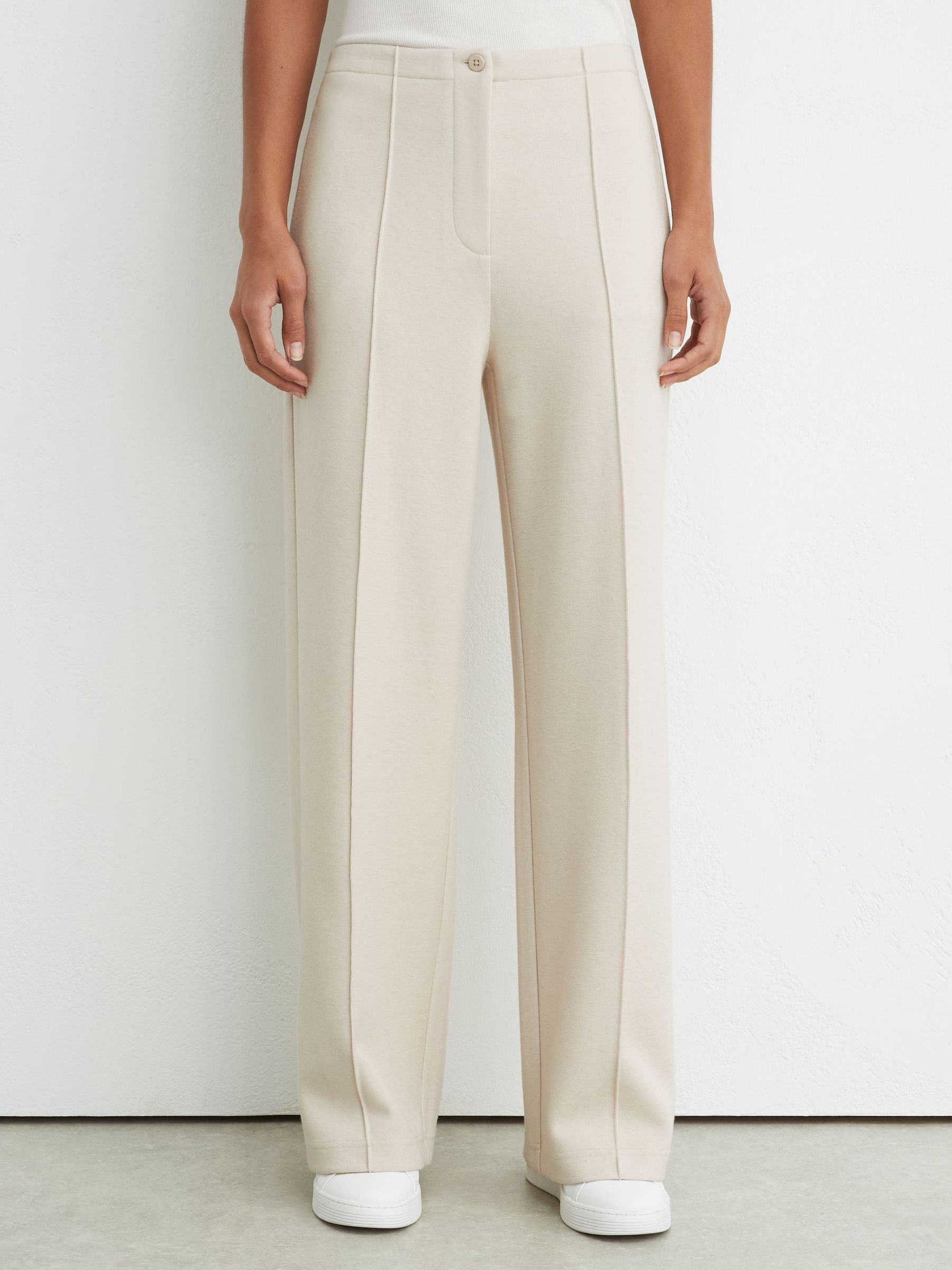 Petite Lyocell-Wool Wide-Leg Joggers in Ivory - Image 4 of 8