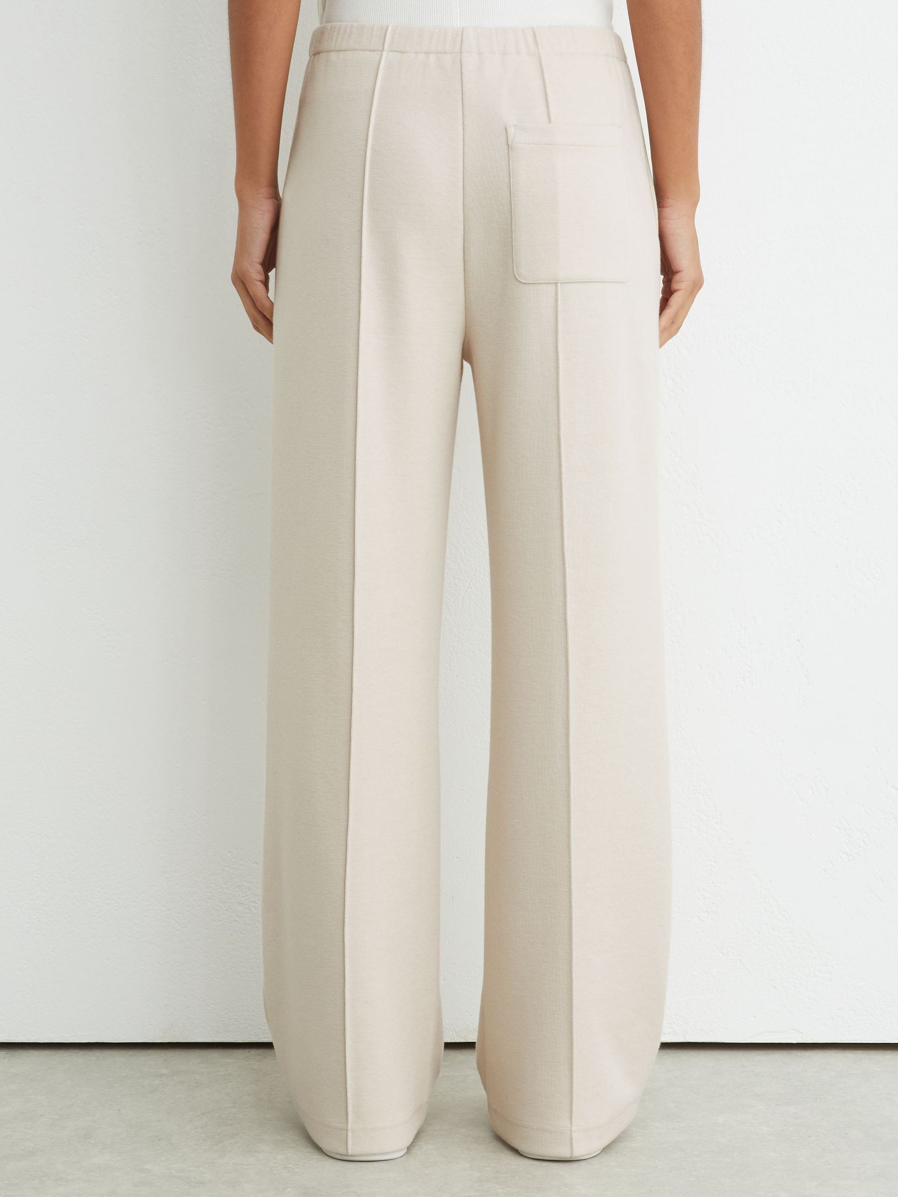 Petite Lyocell-Wool Wide-Leg Joggers in Ivory - Image 6 of 8