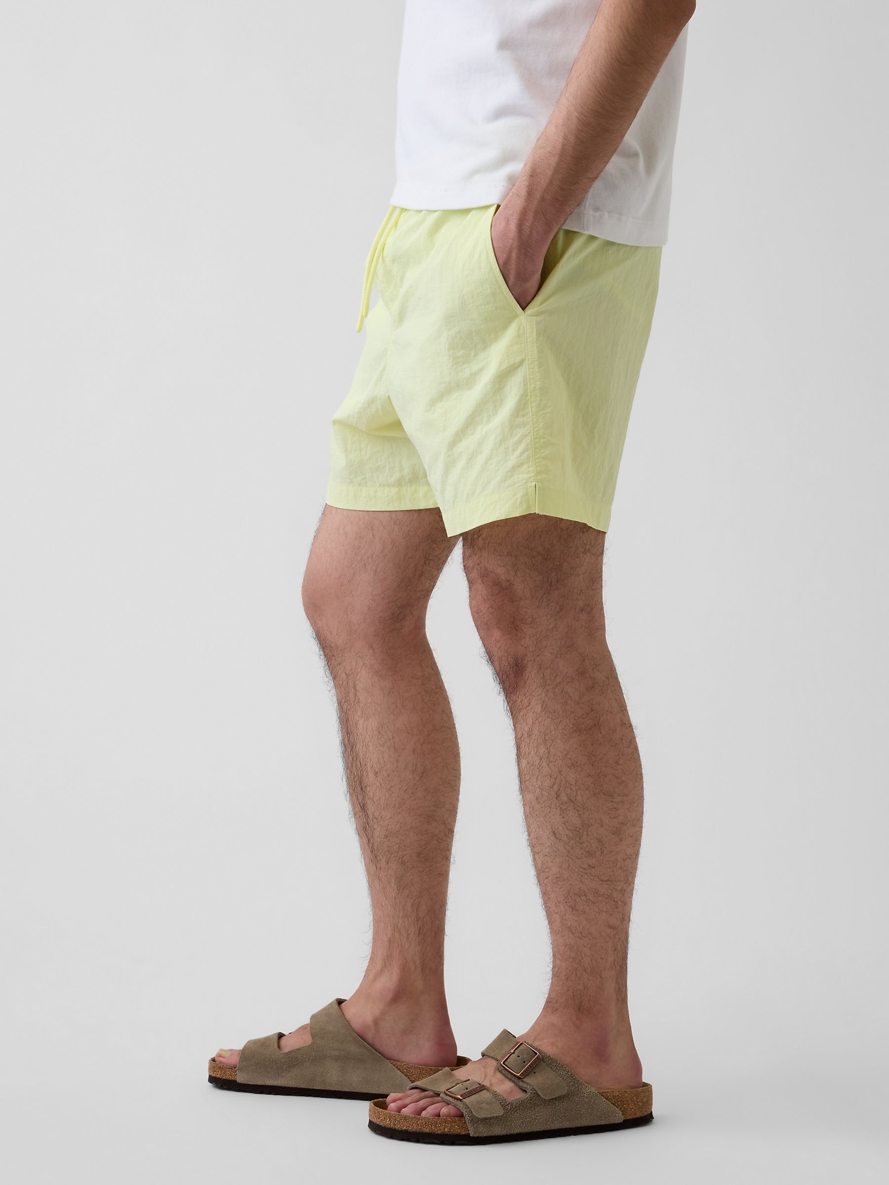 Yellow 6 inch Relaxed Swim Trunks - Image 3 of 6