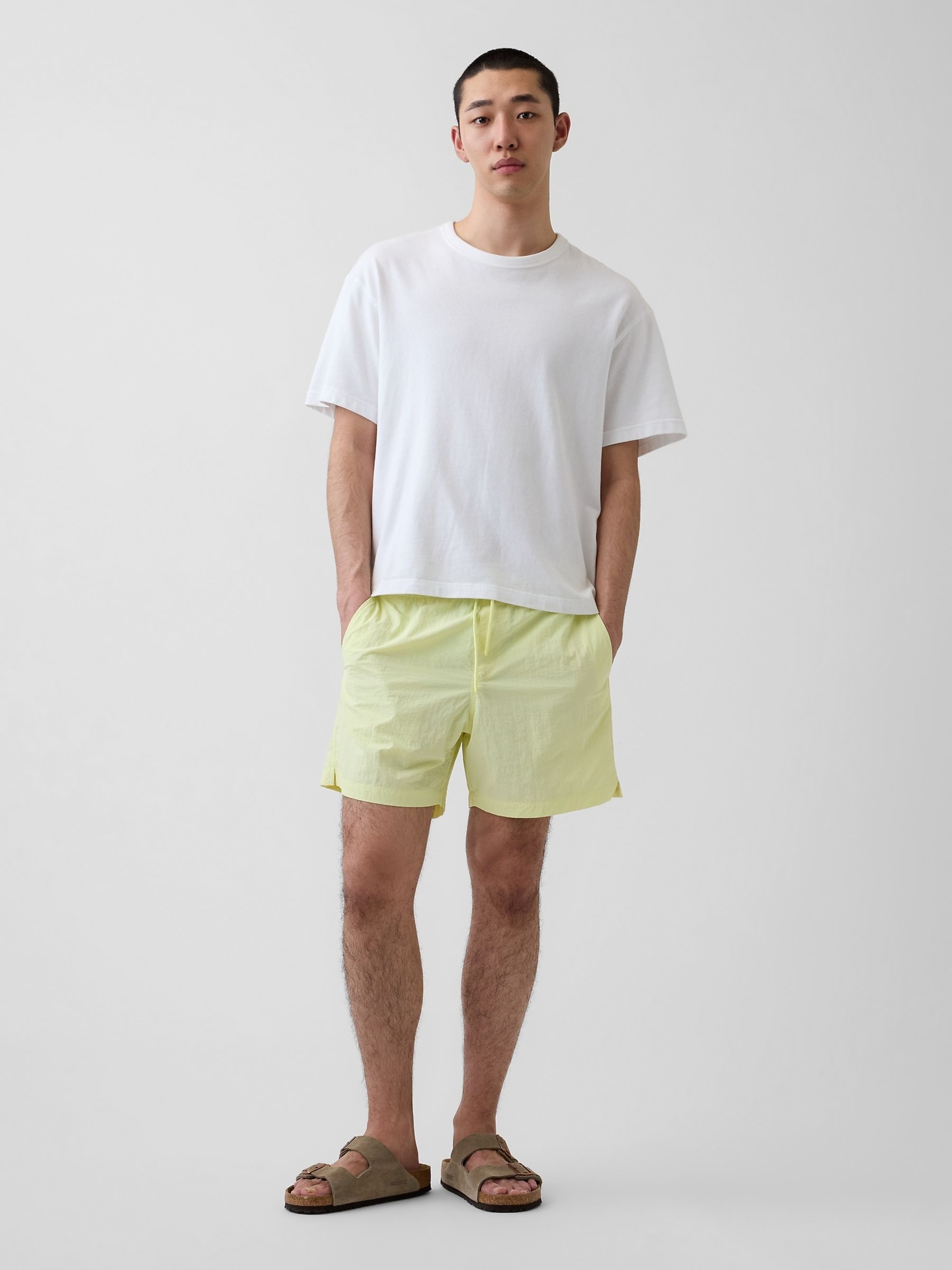 Yellow 6 inch Relaxed Swim Trunks - Image 4 of 6
