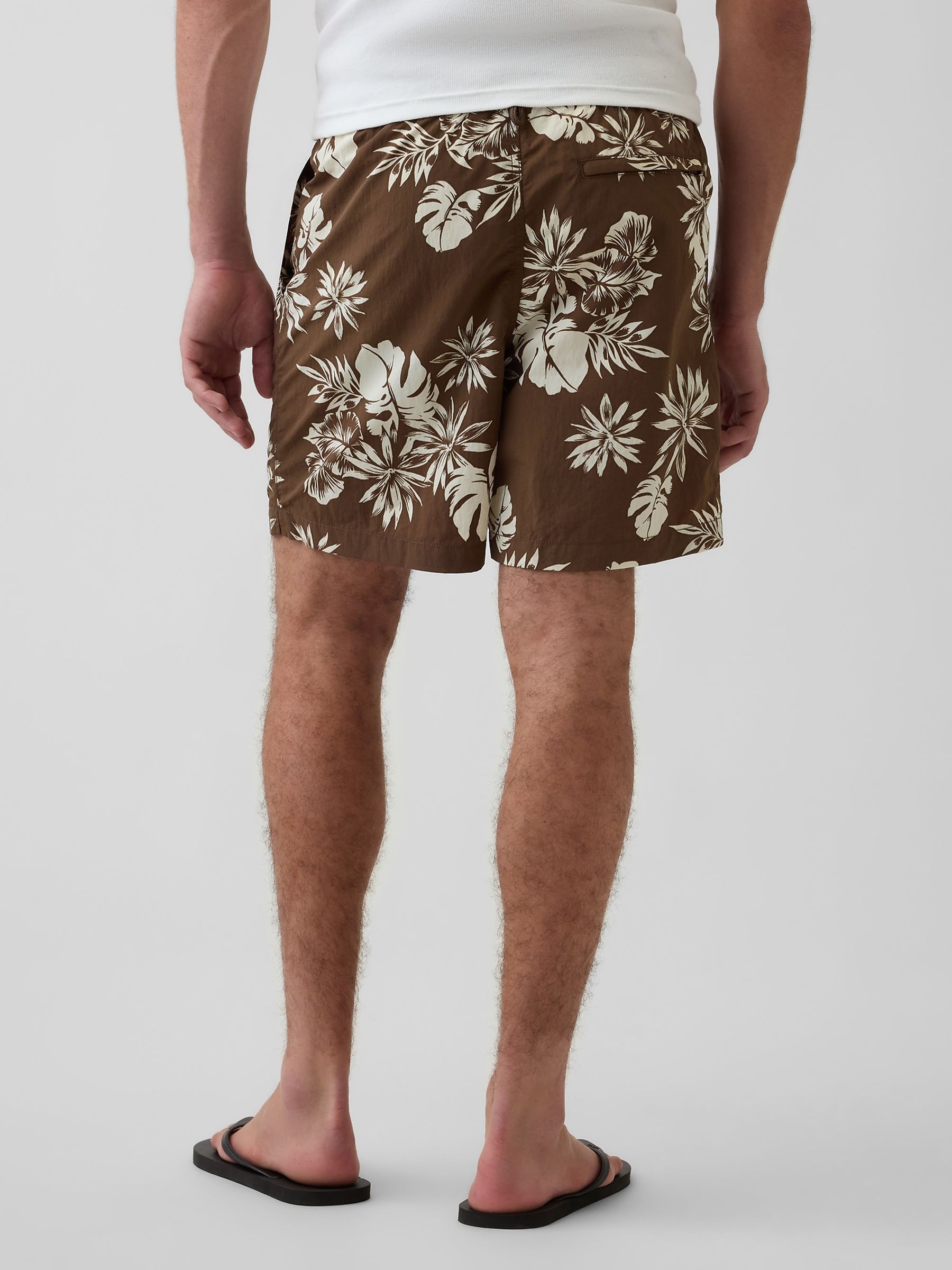 Brown 6 inch Relaxed Swim Trunks - Image 2 of 6