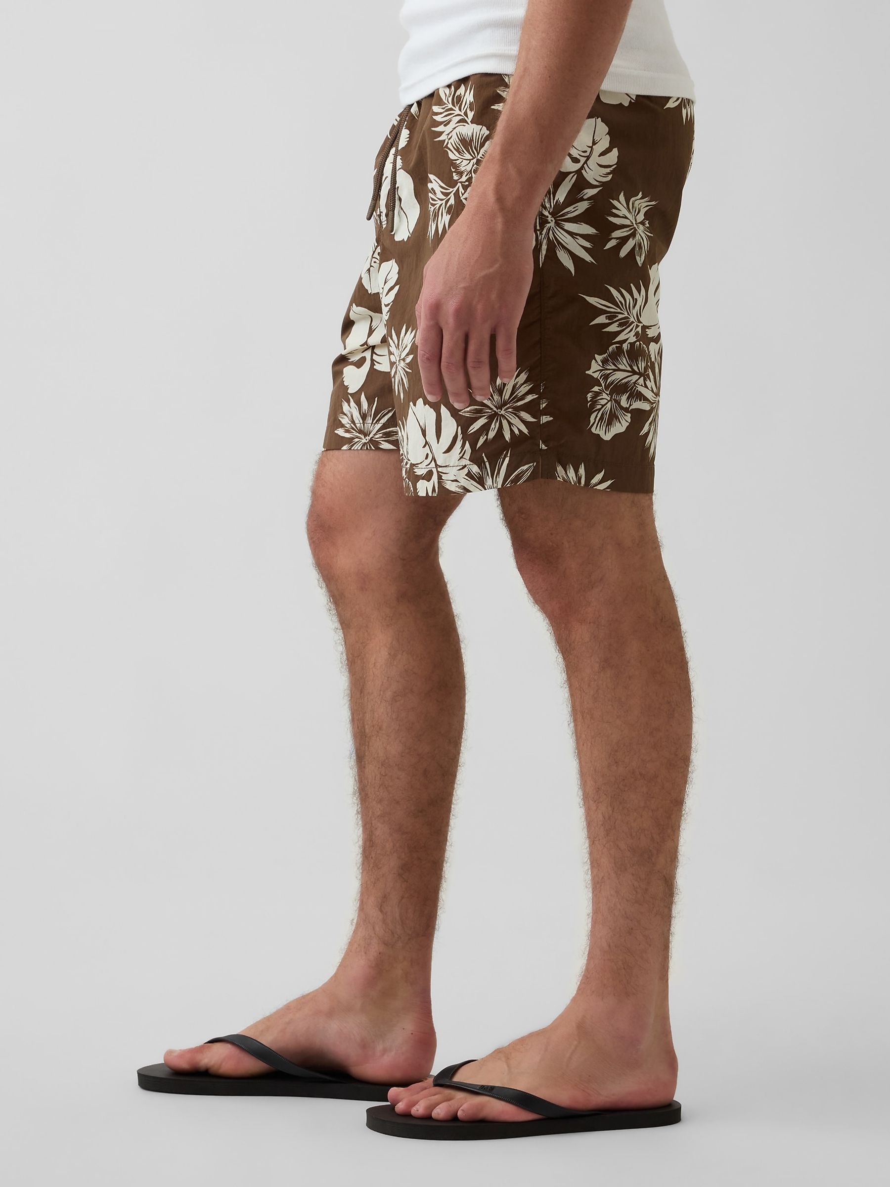 Brown 6 inch Relaxed Swim Trunks - Image 3 of 6