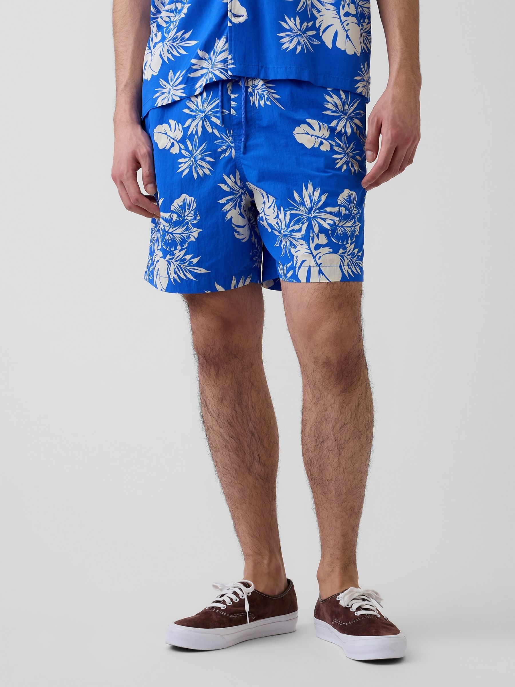 Blue 6 inch Relaxed Swim Trunks - Image 1 of 6