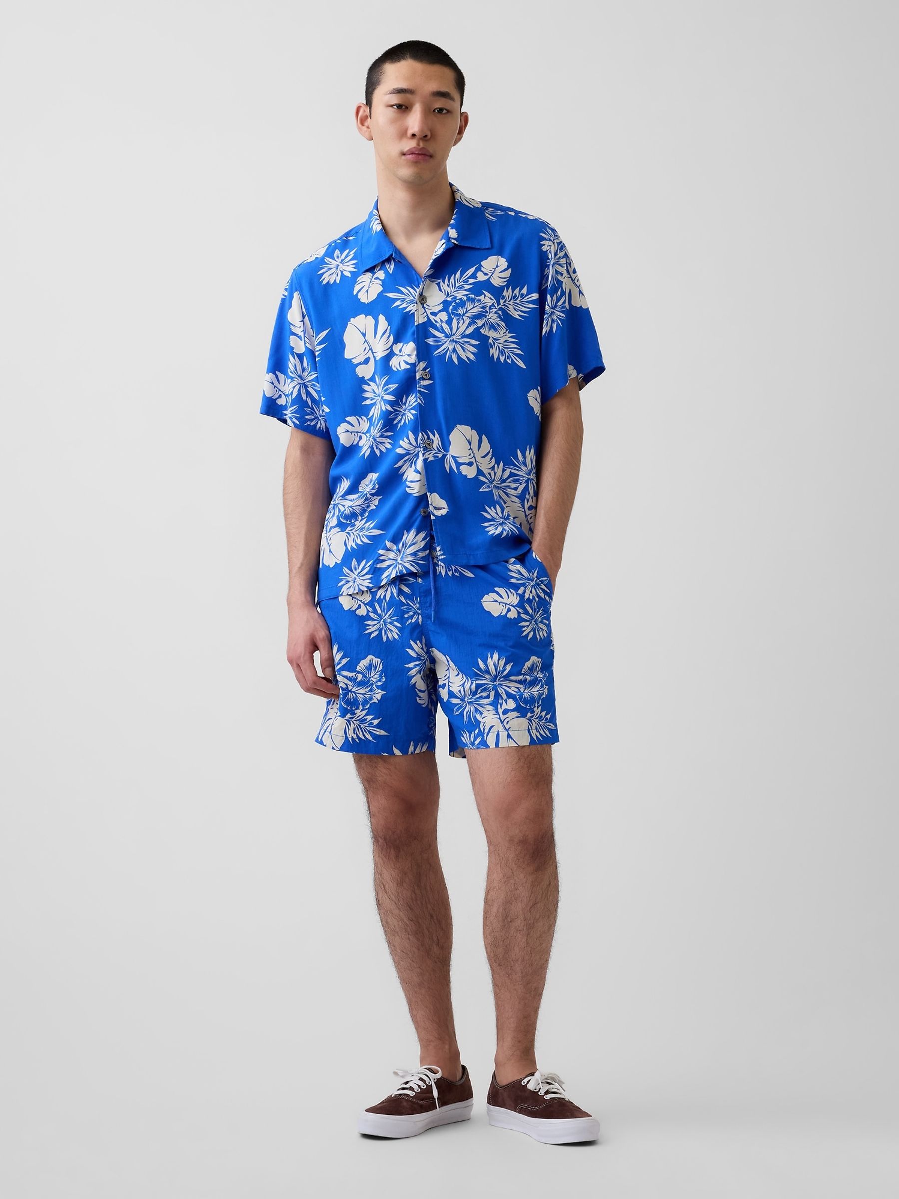 Blue 6 inch Relaxed Swim Trunks - Image 4 of 6