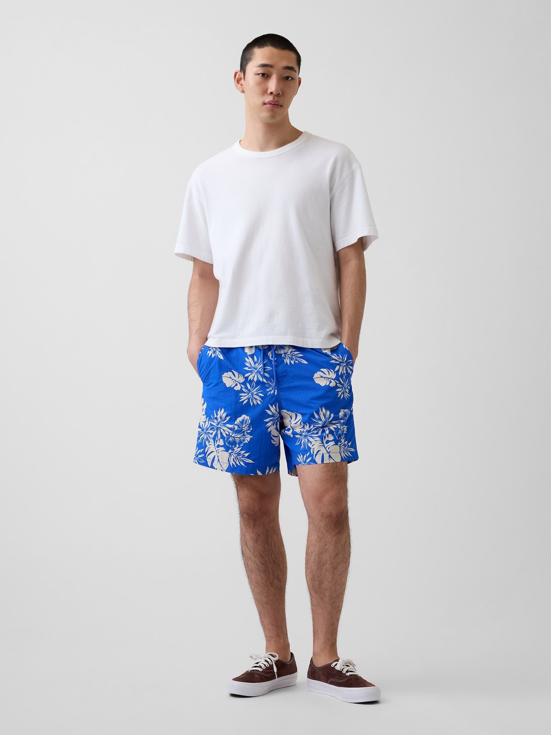 Blue 6 inch Relaxed Swim Trunks - Image 5 of 6