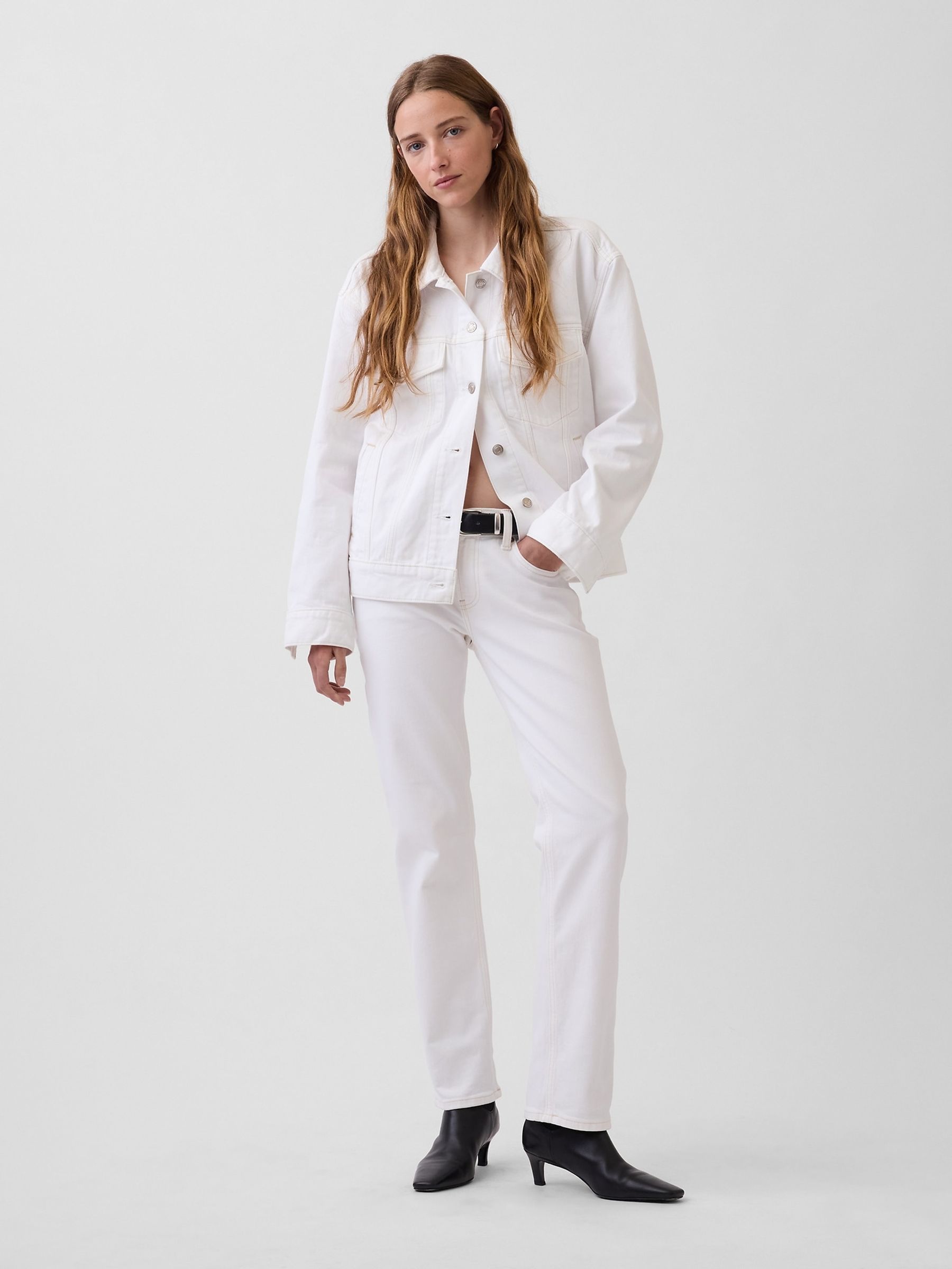 White Oversized Icon Denim Jacket | Gap