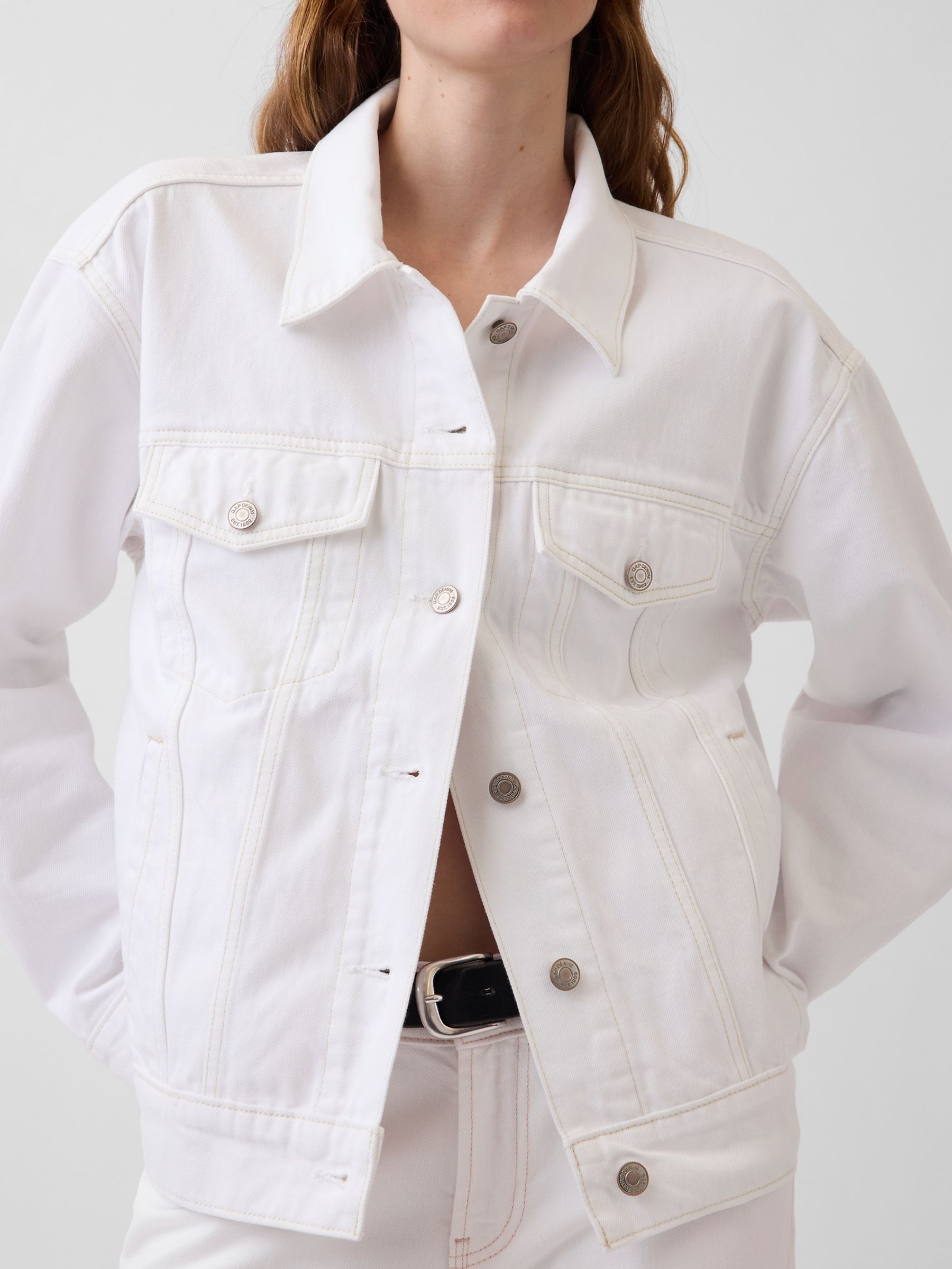 White Oversized Icon Denim Jacket - Image 4 of 4