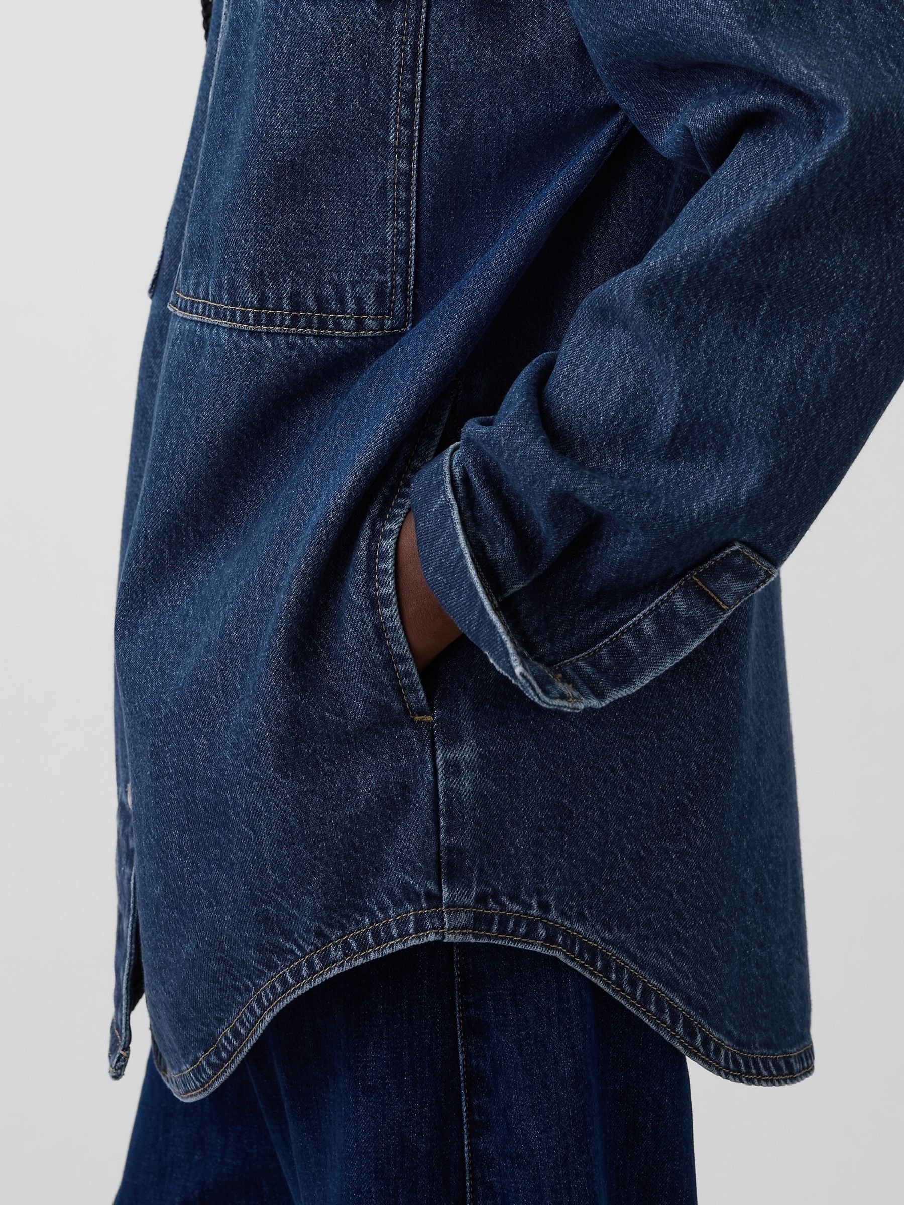 Dark Wash Blue Oversized Denim Shirt Jacket - Image 4 of 4