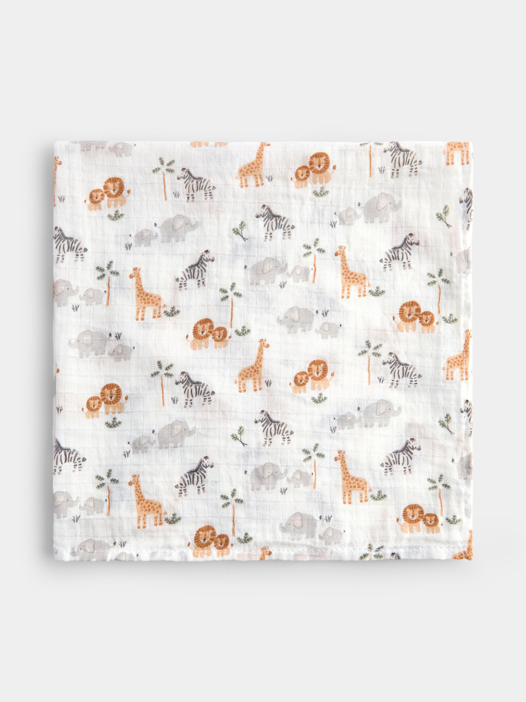 Sage Green Safari 6-Pack Soft Muslins - Image 4 of 5
