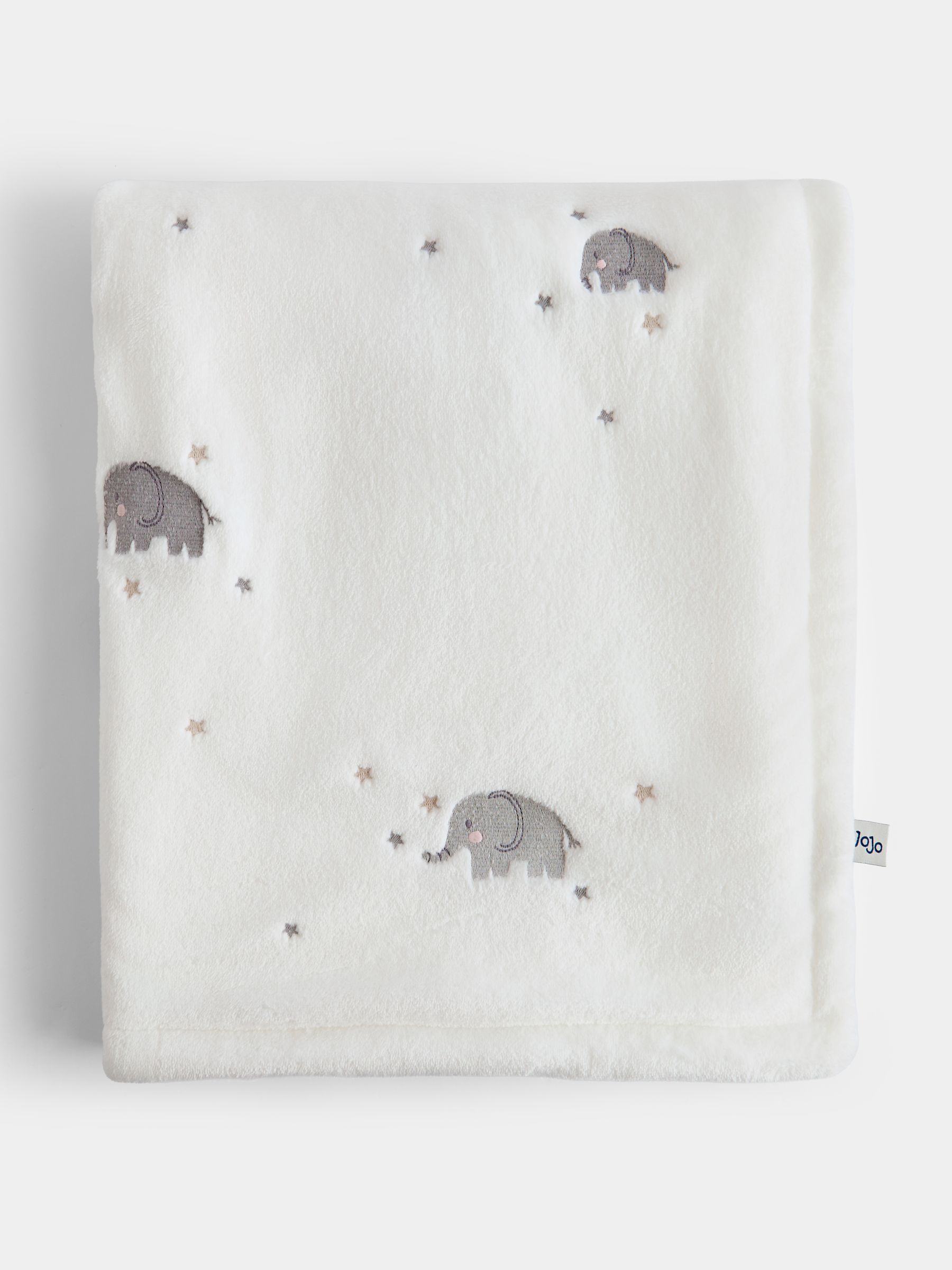 Pure White Elephant Embroidered Fleece Blanket - Image 1 of 4