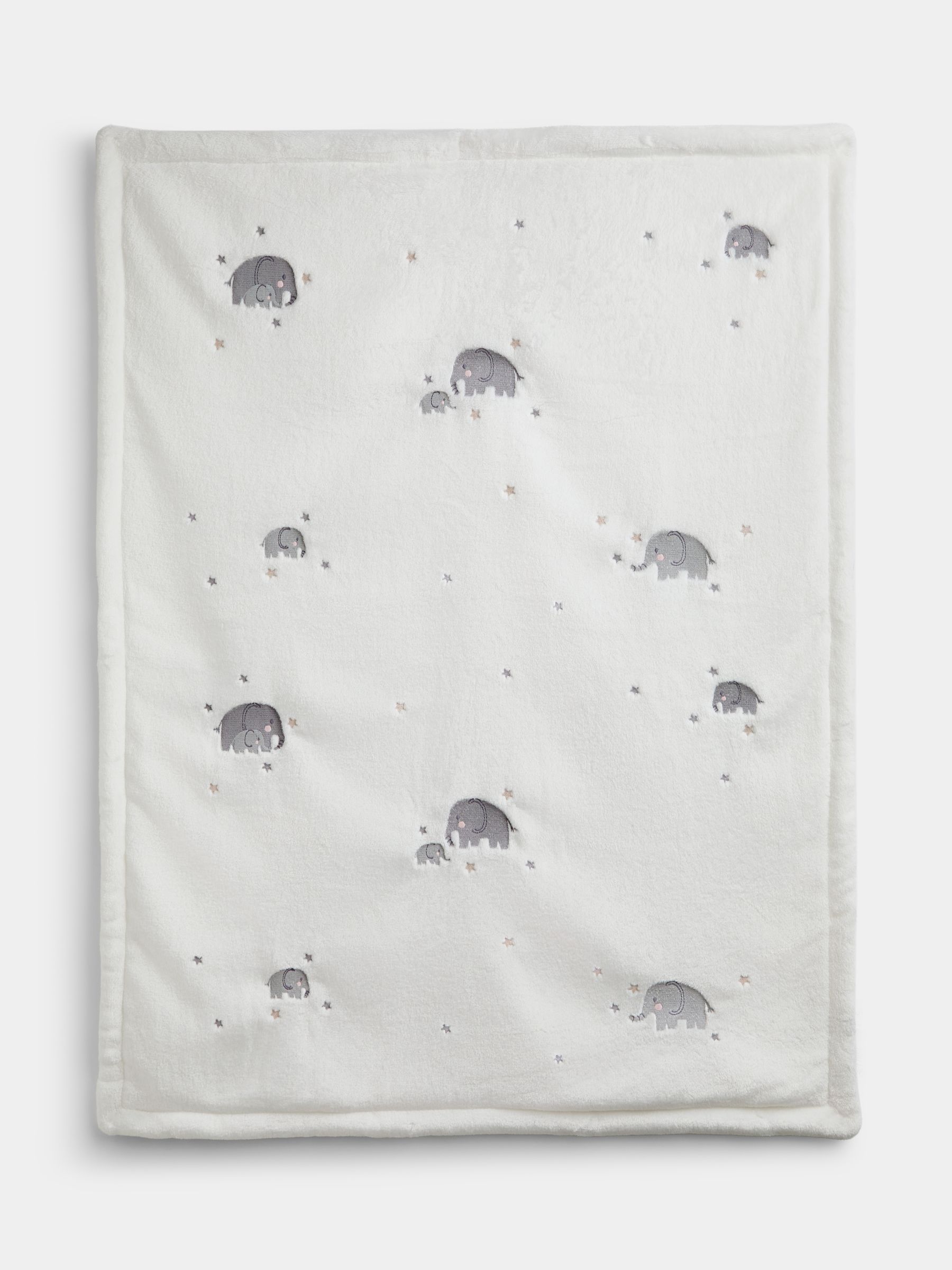 Pure White Elephant Embroidered Fleece Blanket - Image 2 of 4
