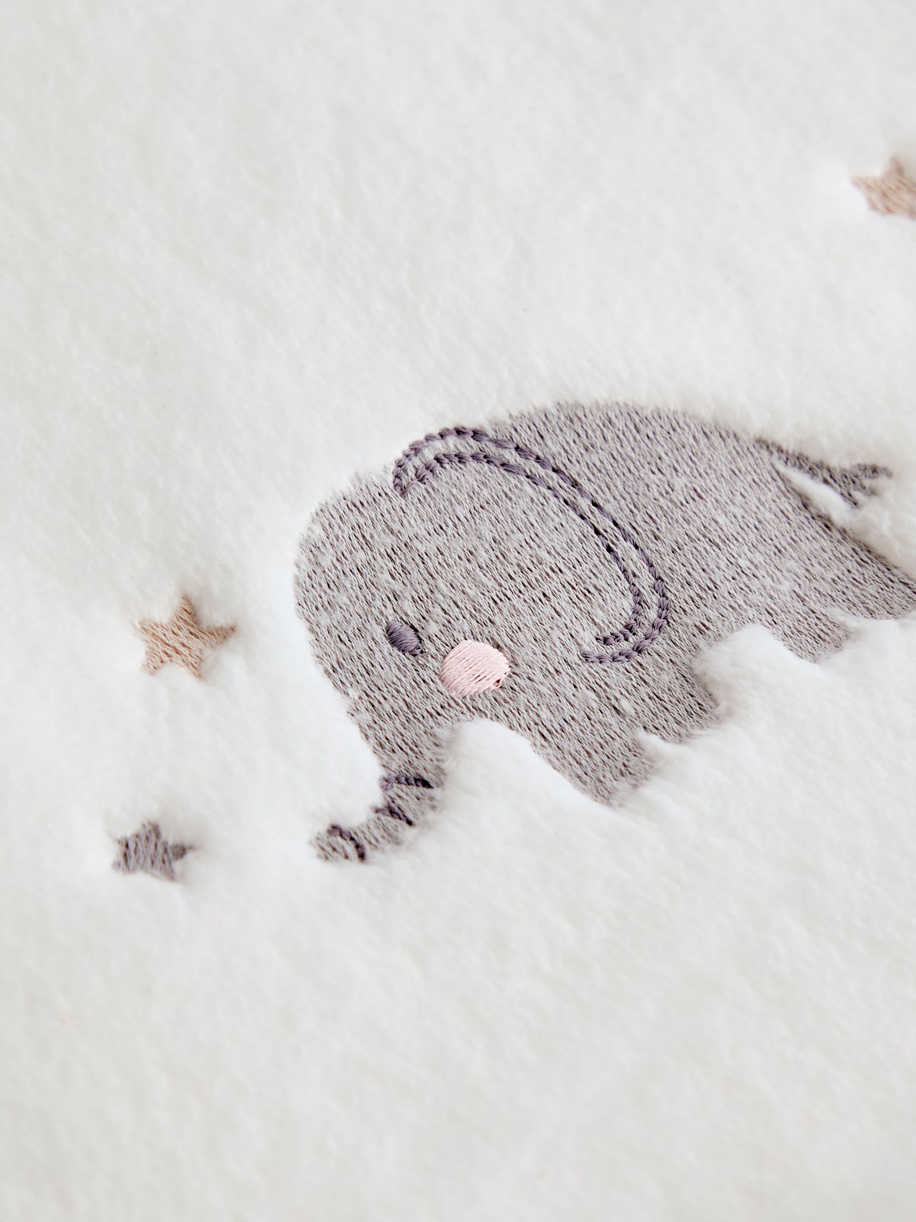 Pure White Elephant Embroidered Fleece Blanket - Image 3 of 4
