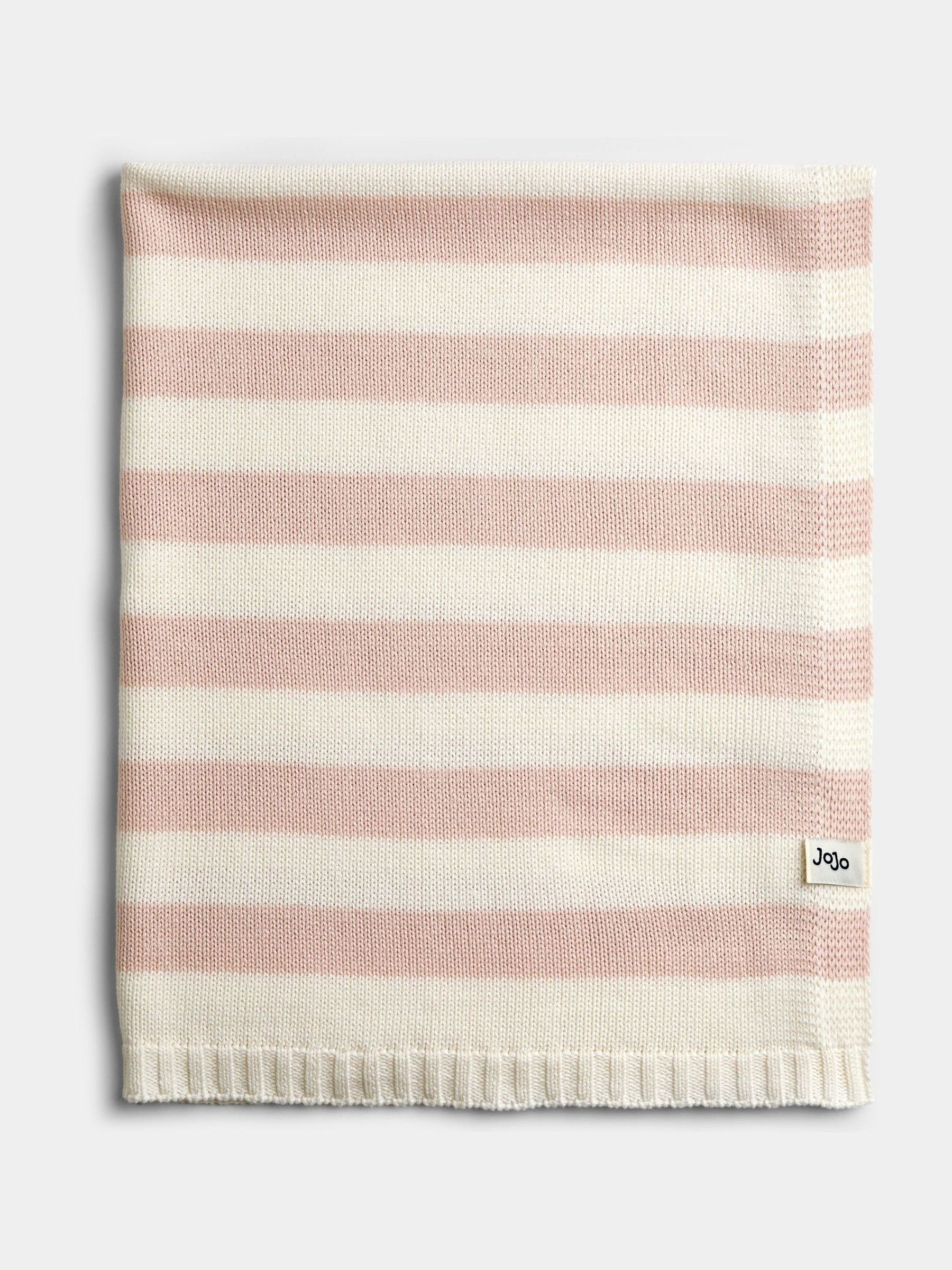 Light Pink Stripe Knitted Blanket - Image 1 of 4 Light Pink Stripe Knitted Blanket - Image 1 of 4