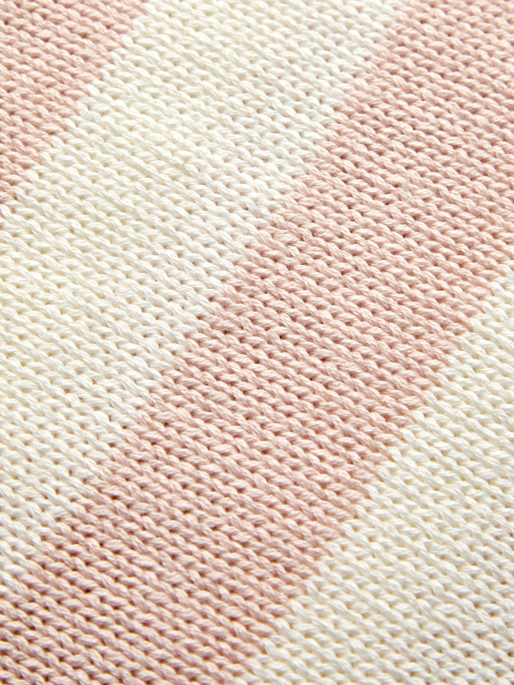 Light Pink Stripe Knitted Blanket - Image 3 of 4