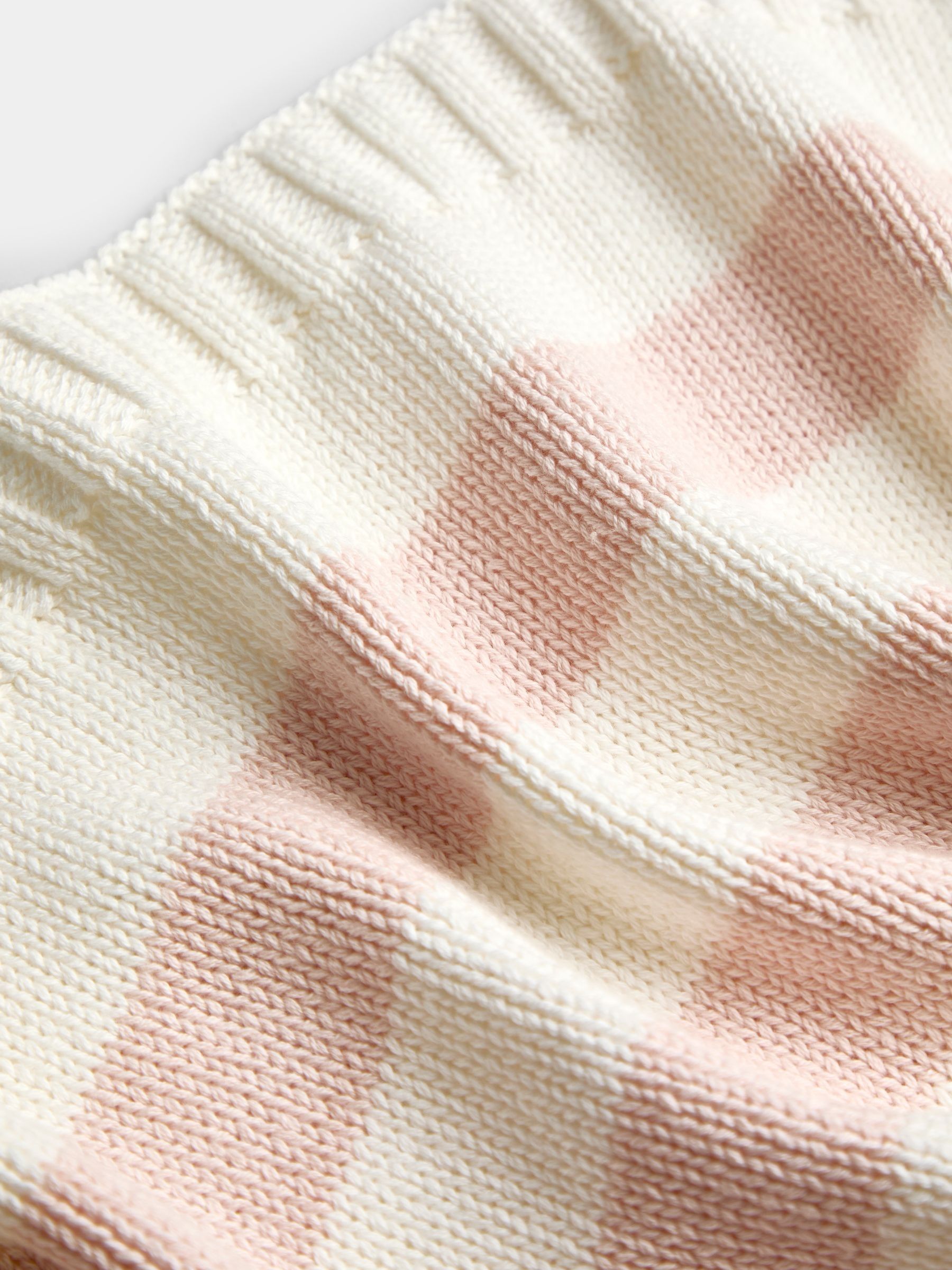 Light Pink Stripe Knitted Blanket - Image 4 of 4 Light Pink Stripe Knitted Blanket - Image 4 of 4