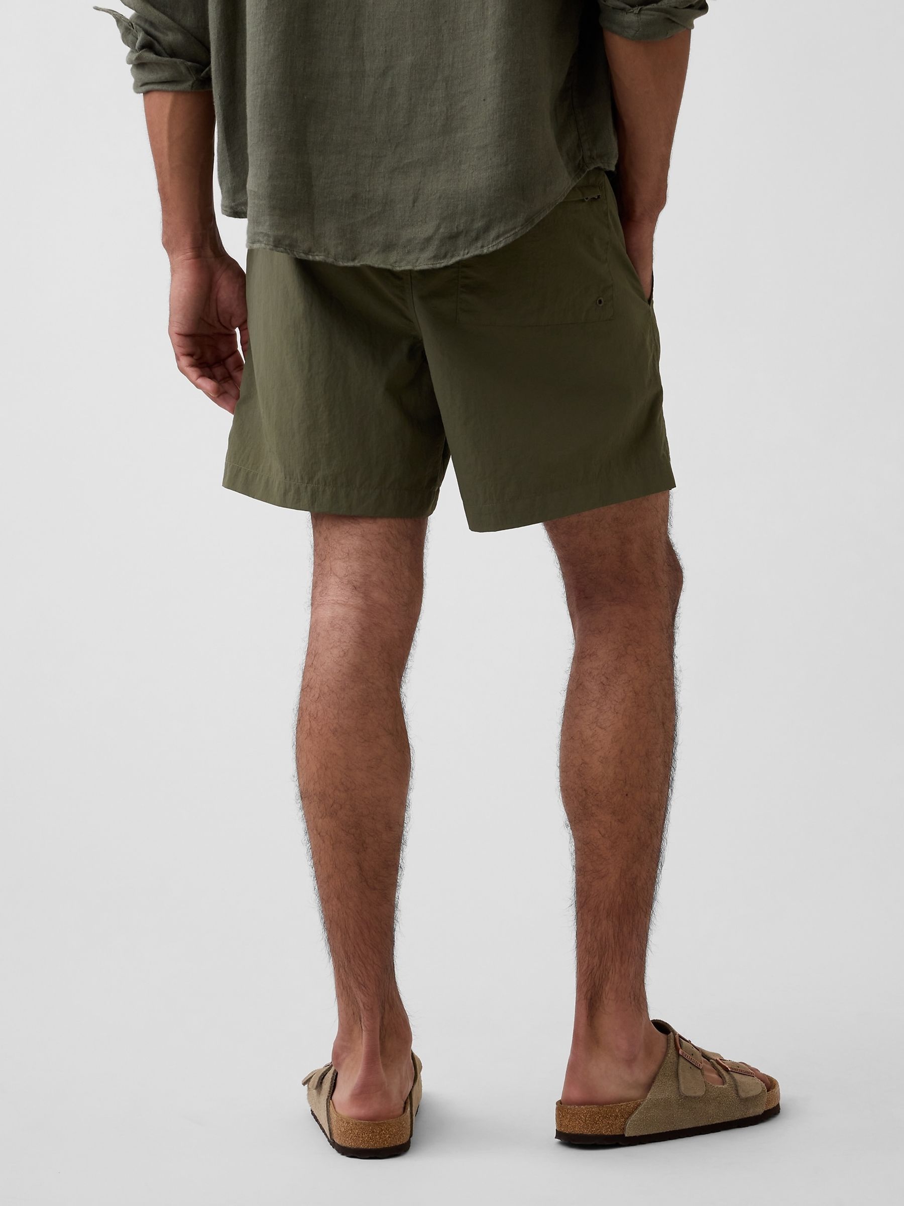 Khaki Green 6 inch Relaxed Swim Trunks - Image 2 of 6