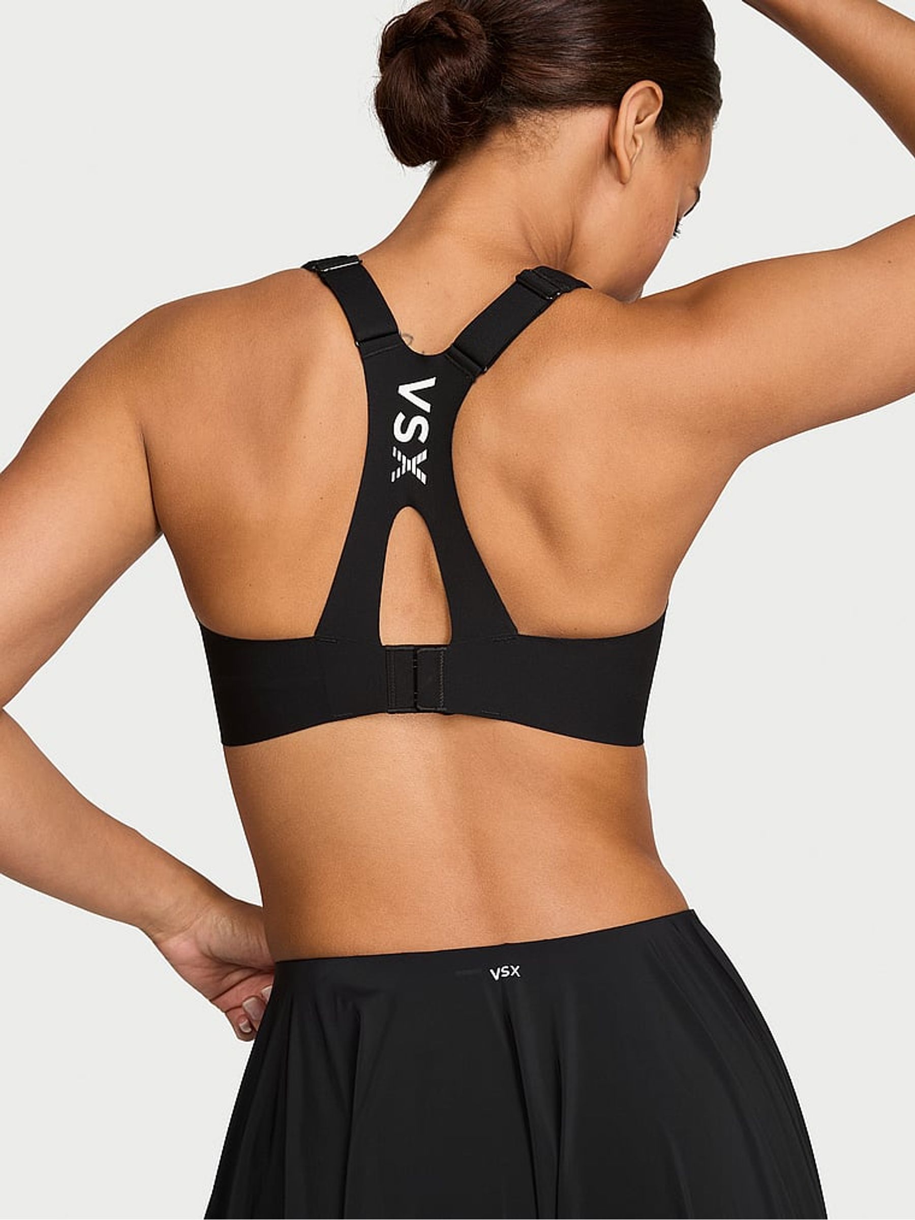Black Square Neck RacketCool™ Medium Impact Sports Bra - Image 2 of 3