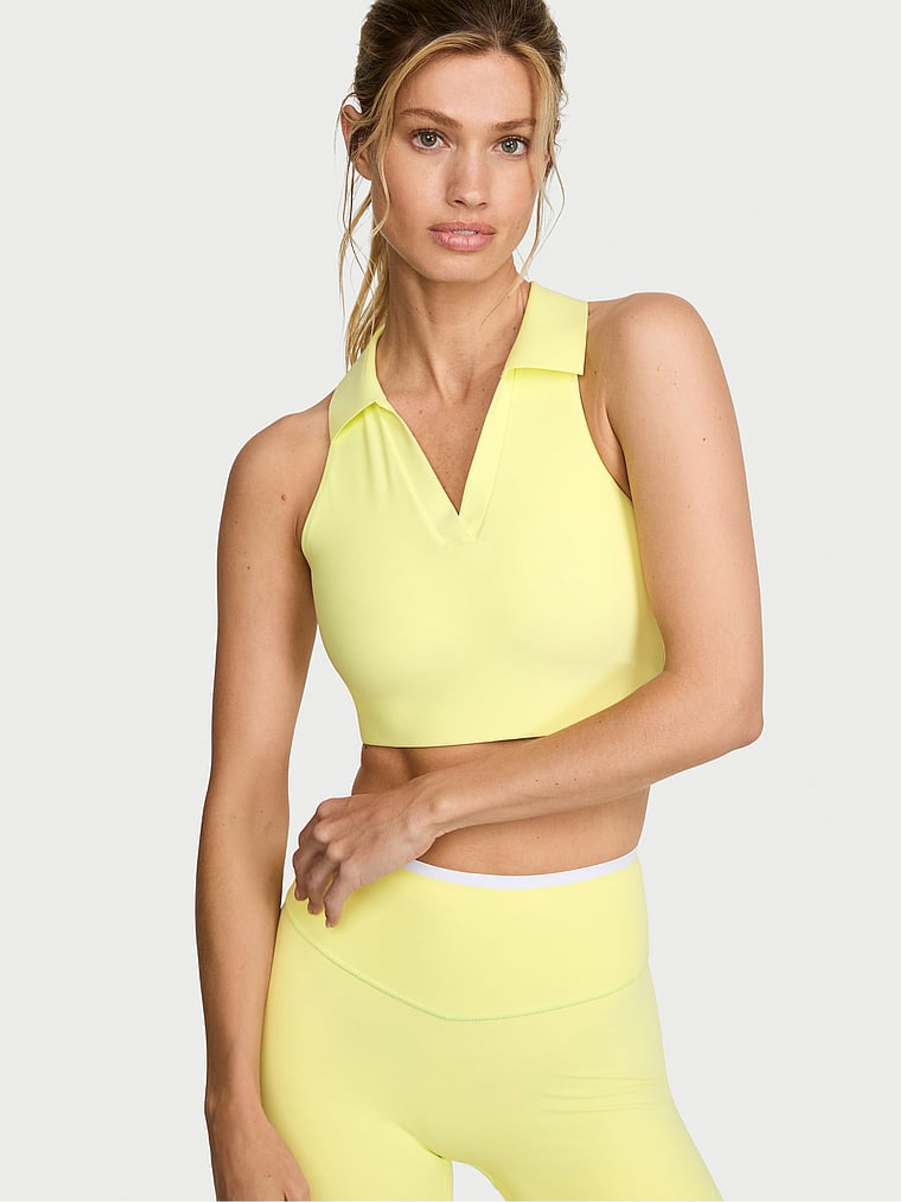 Lime Yellow RacketCool™ Collared Sports Bra Top - Image 1 of 3