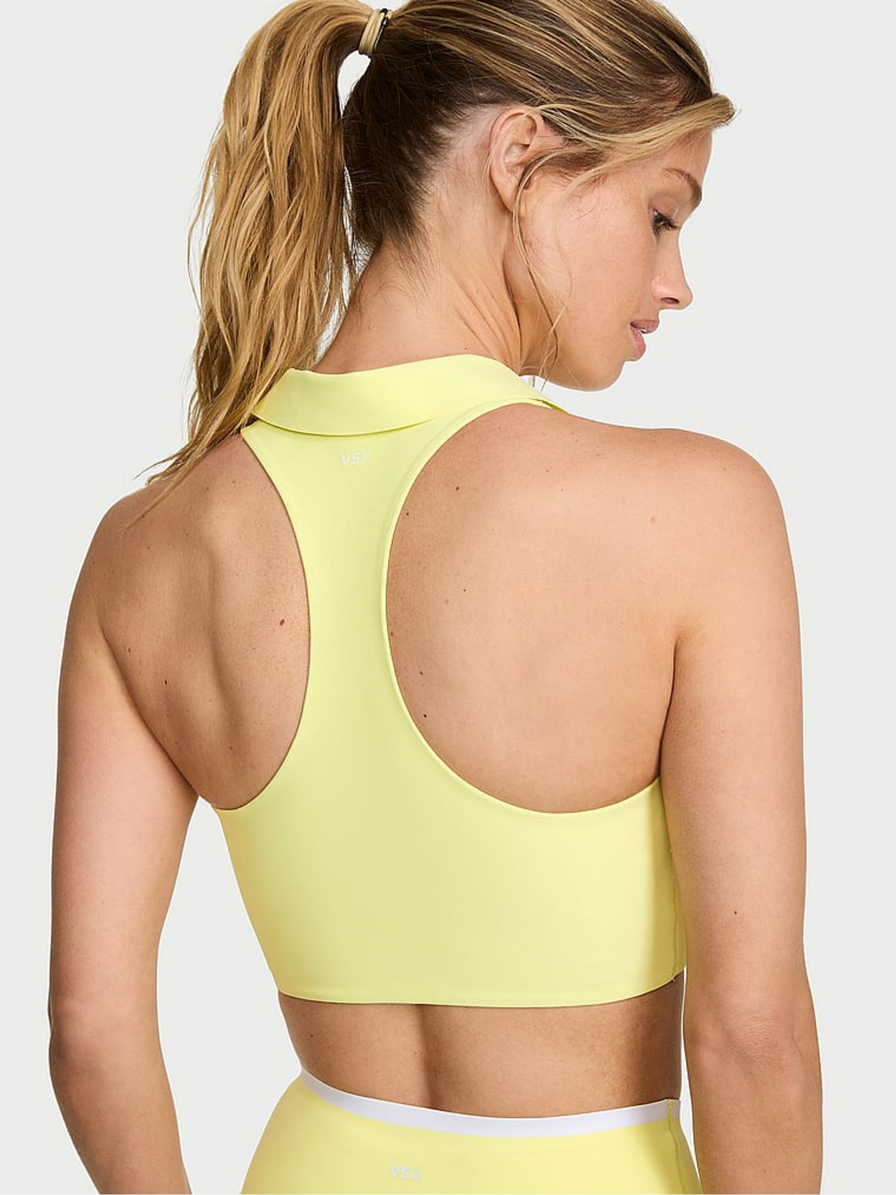 Lime Yellow RacketCool™ Collared Sports Bra Top - Image 2 of 3 Lime Yellow RacketCool™ Collared Sports Bra Top - Image 2 of 3