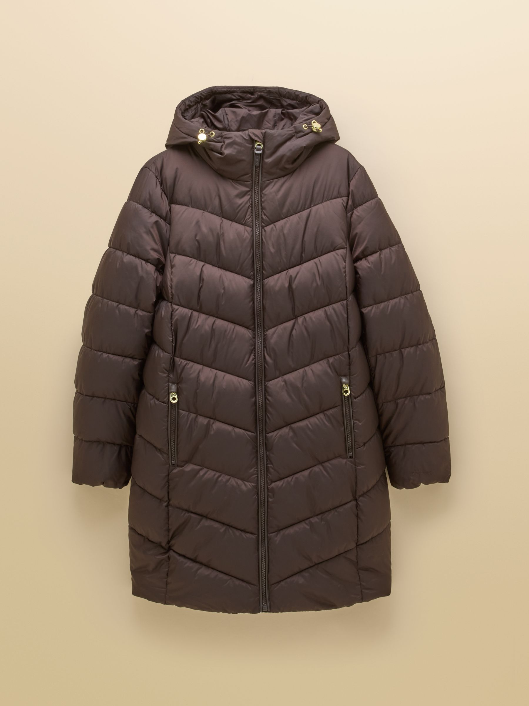 Moorsdale Chocolate Brown Mid Length Showerproof Padded Coat with Hood - Image 9 of 9 Moorsdale Chocolate Brown Mid Length Showerproof Padded Coat with Hood - Image 9 of 9