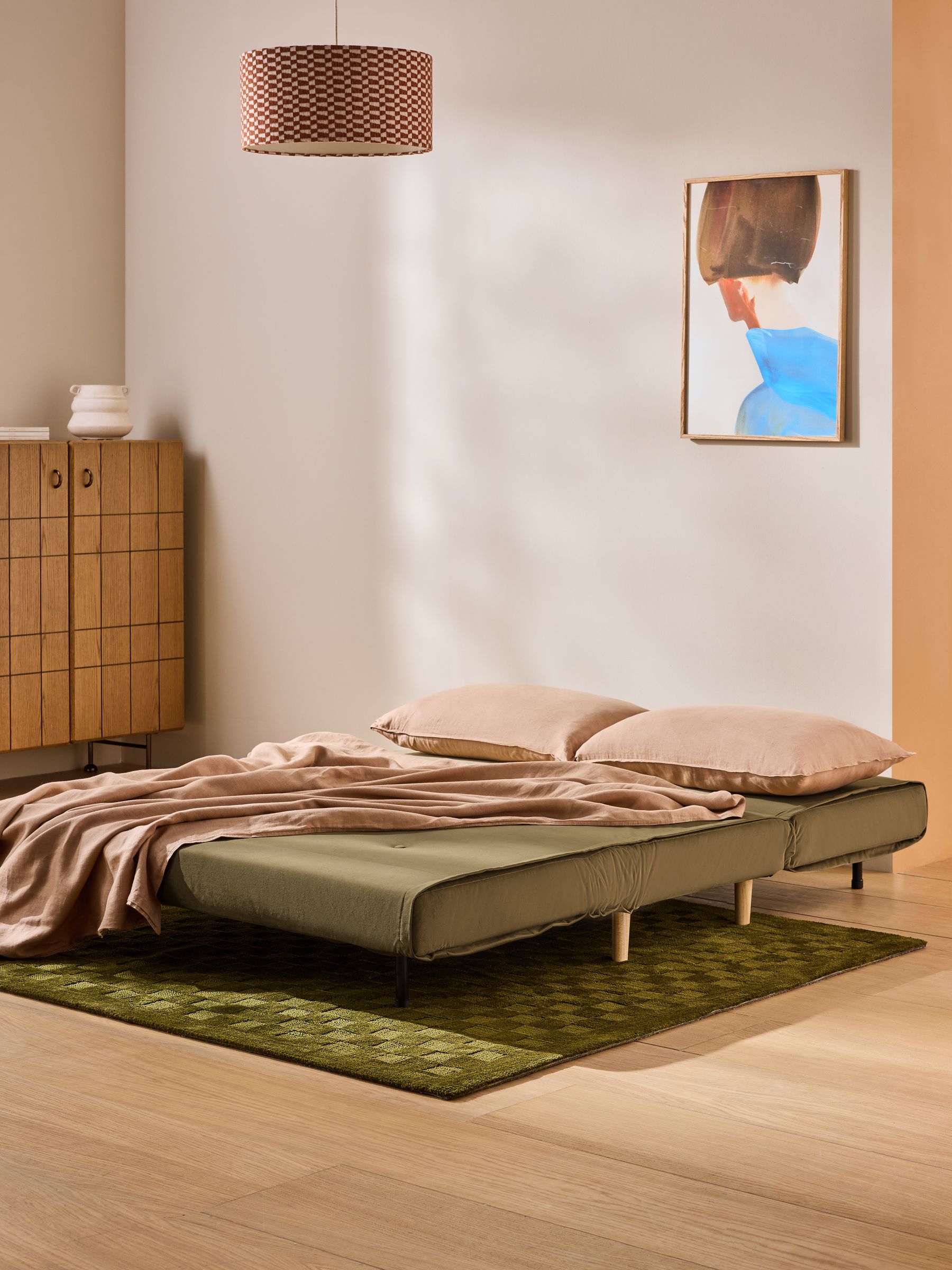Large Haru 2 Seater Sofa Bed in Fern Green Velvet - Image 2 of 6 Large Haru 2 Seater Sofa Bed in Fern Green Velvet - Image 2 of 6