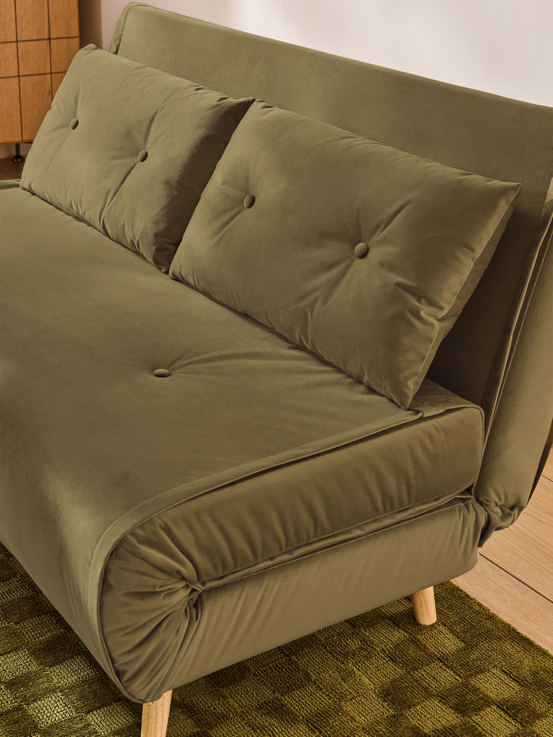 Large Haru 2 Seater Sofa Bed in Fern Green Velvet - Image 3 of 6