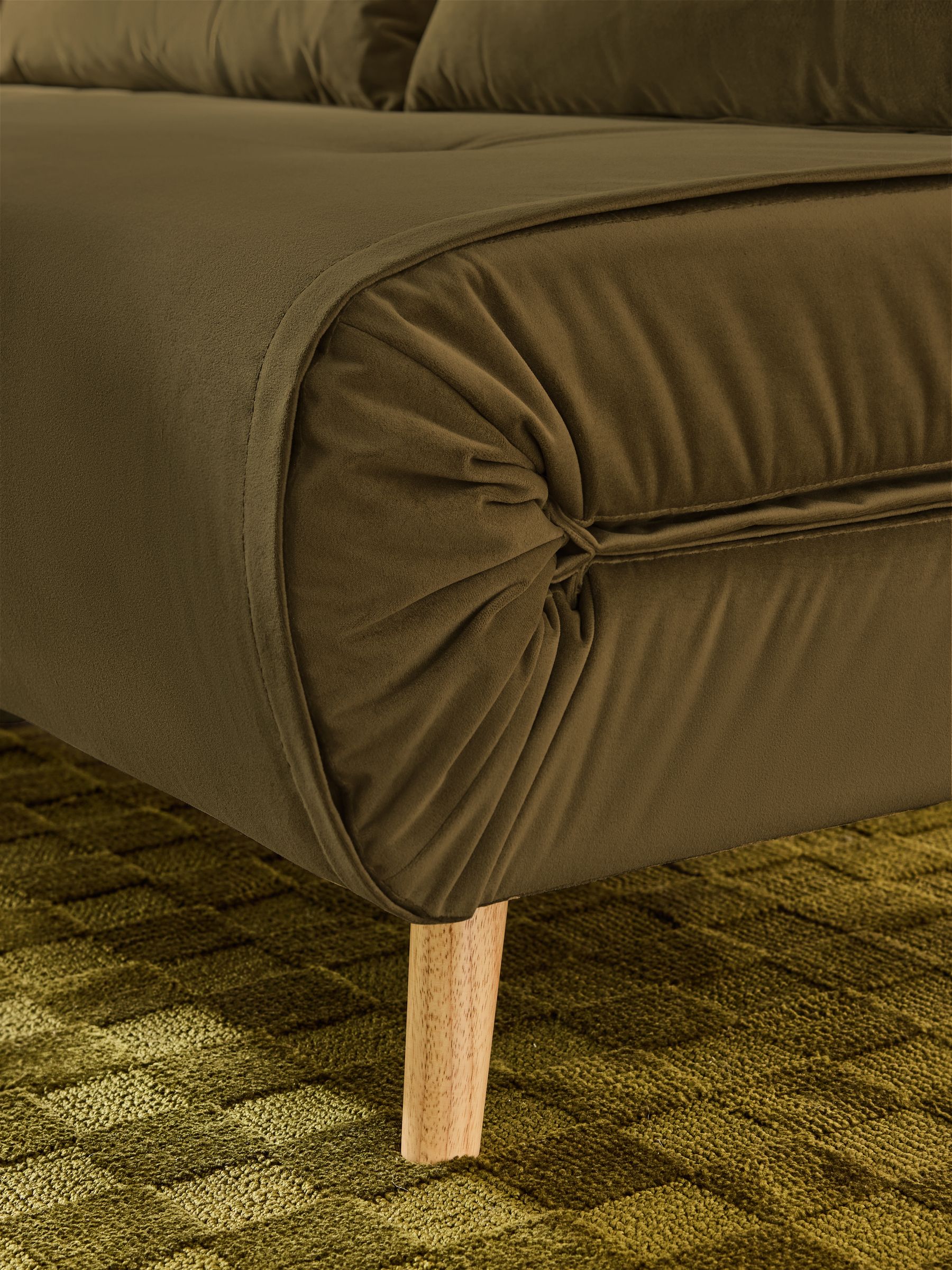 Large Haru 2 Seater Sofa Bed in Fern Green Velvet - Image 4 of 6