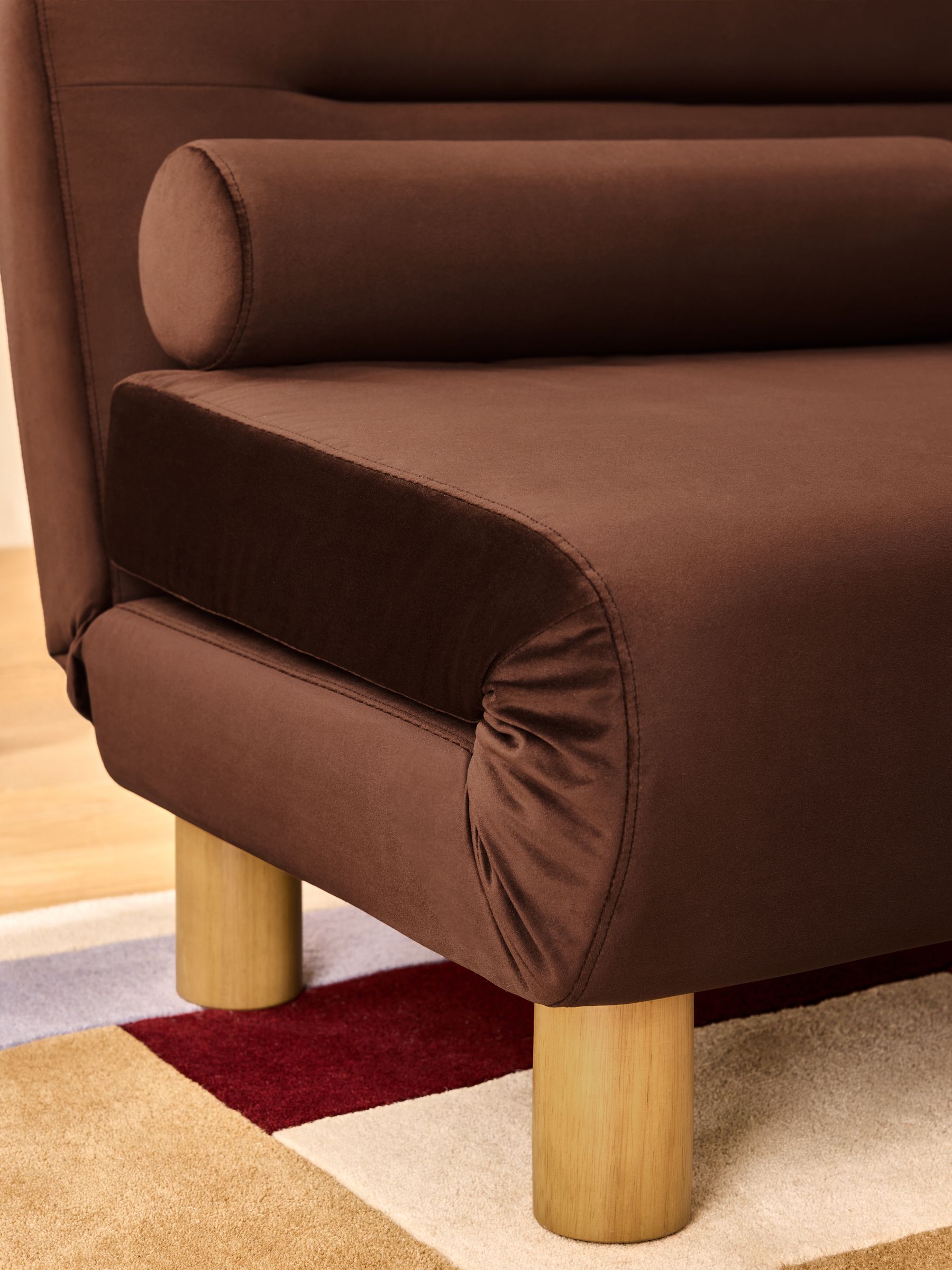 Large Maxton 2 Seater Sofa Bed in Chocolate Brown Velvet - Image 3 of 6