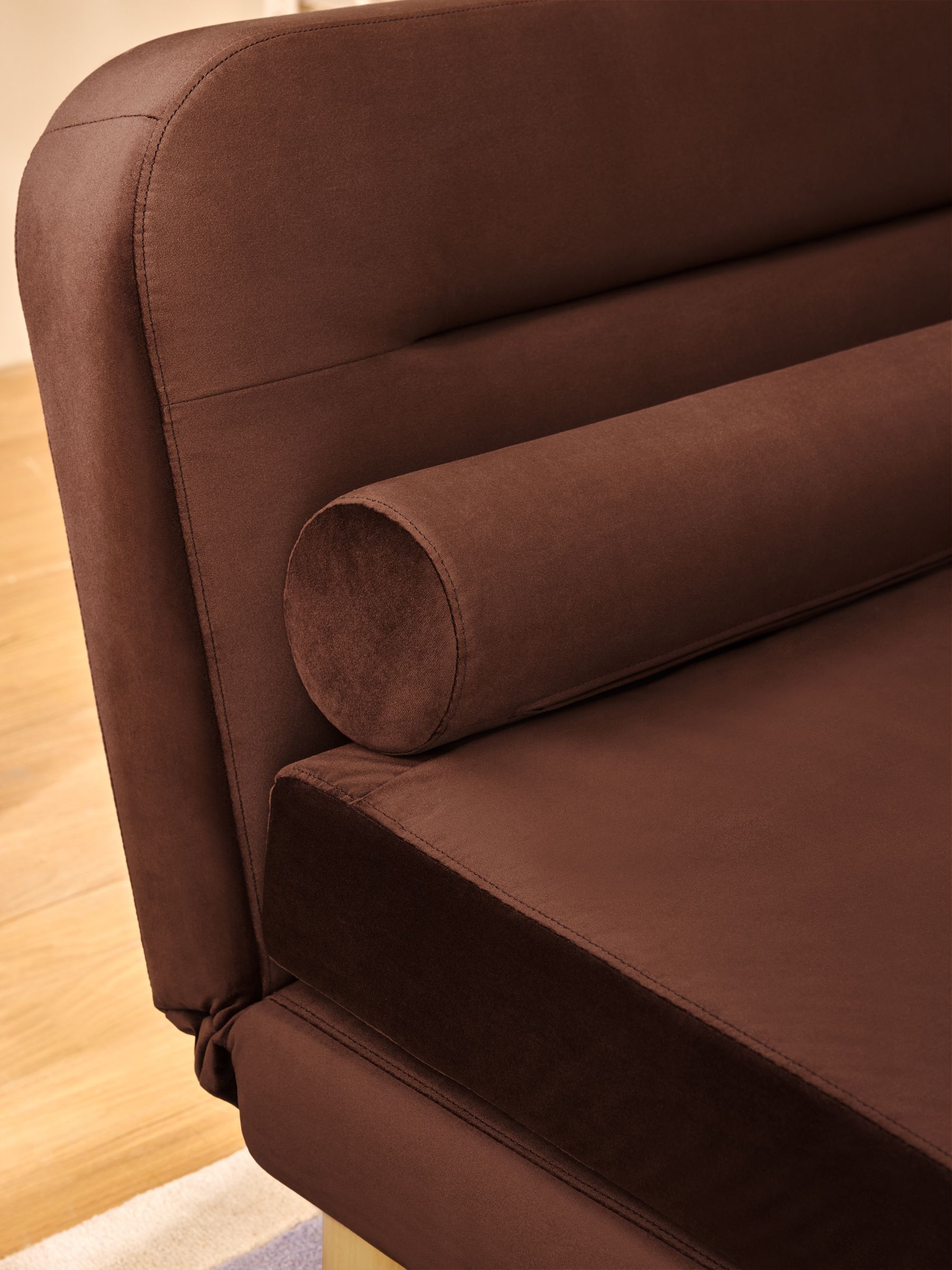 Large Maxton 2 Seater Sofa Bed in Chocolate Brown Velvet - Image 4 of 6