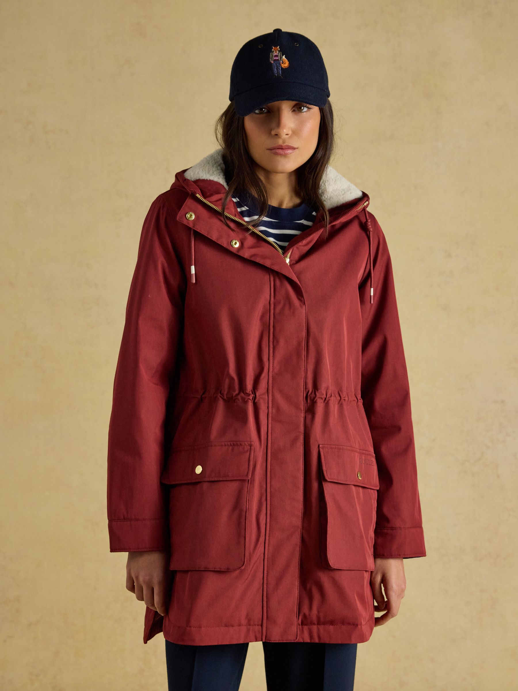 Evercosy Rust Brown Borg Lined Waterproof Raincoat With Hood - Image 1 of 12