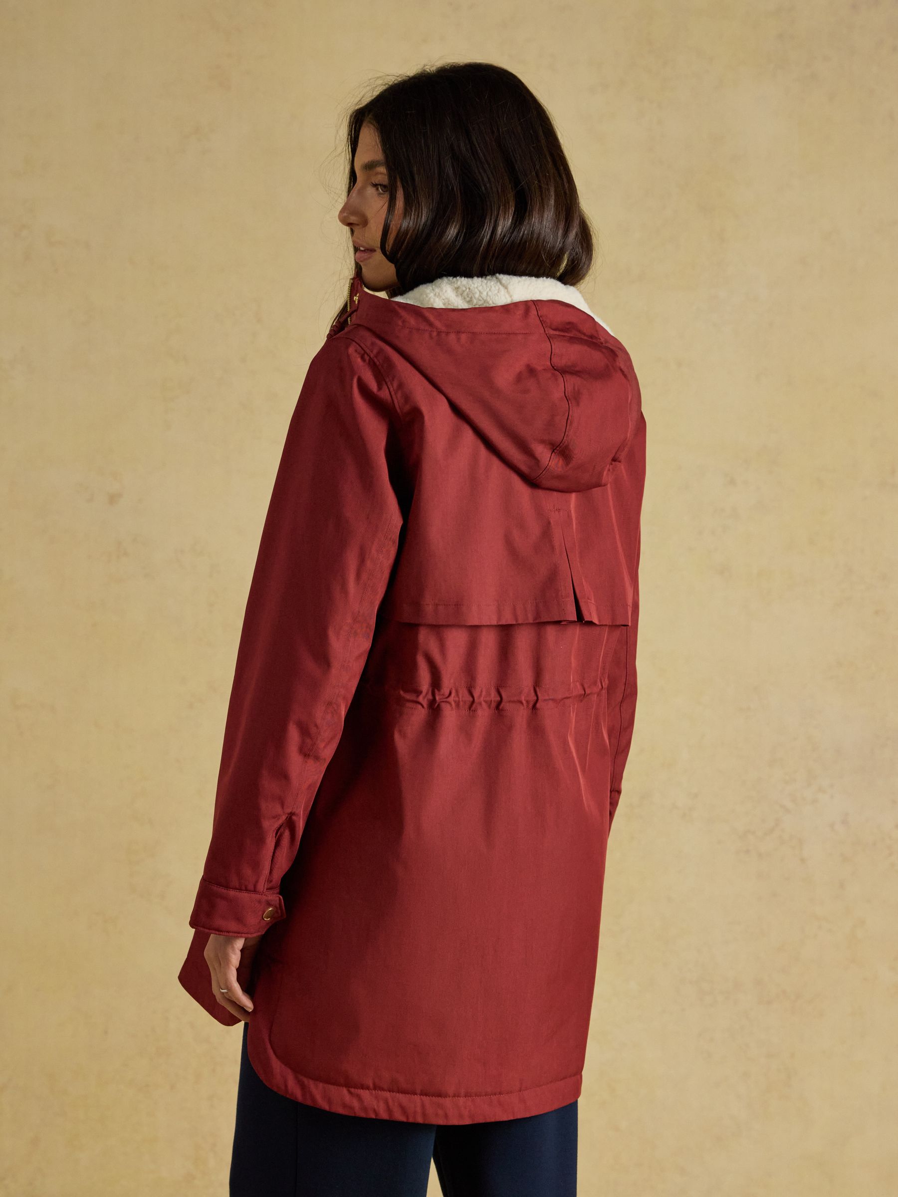 Evercosy Rust Brown Borg Lined Waterproof Raincoat With Hood - Image 2 of 12