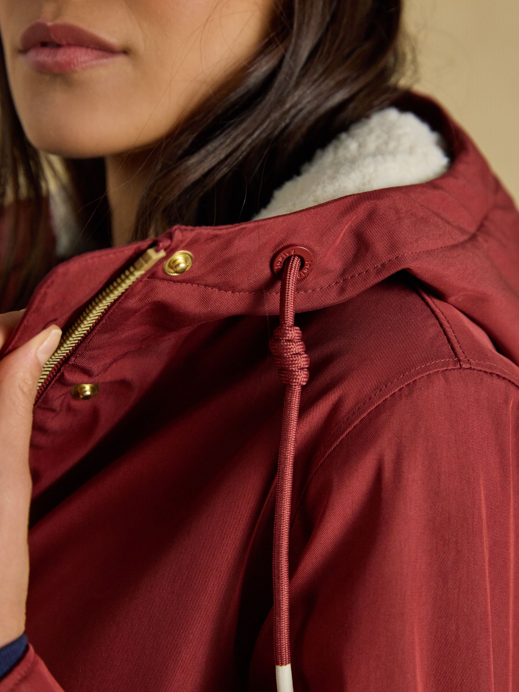 Evercosy Rust Brown Borg Lined Waterproof Raincoat With Hood - Image 6 of 12
